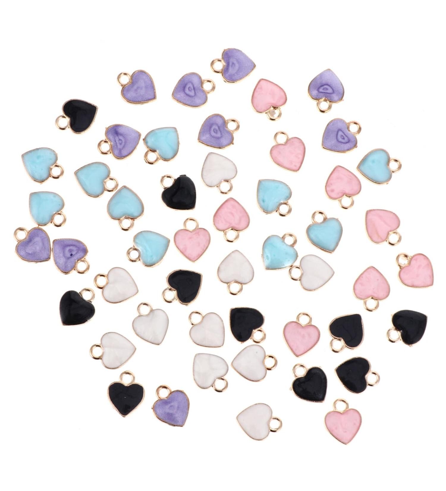 100 Pcs Heart Pendant Heart Earrings Bangle Charms DIY Pendant Charm Bracelet Independence Day 1.2X1cmx3pcs As Shownx3pcs