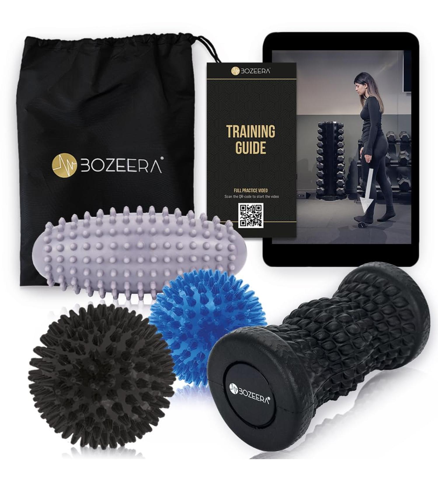Hedgehog Ball Foot Massage Set | 1 Foot Massager 2 Nubby Massage Balls Oval Spiked Ball | Foot Roller for Back Legs & Feet | Includes Video Poster & Bag | International Shipping Available - Buy Online on GoSupps.com