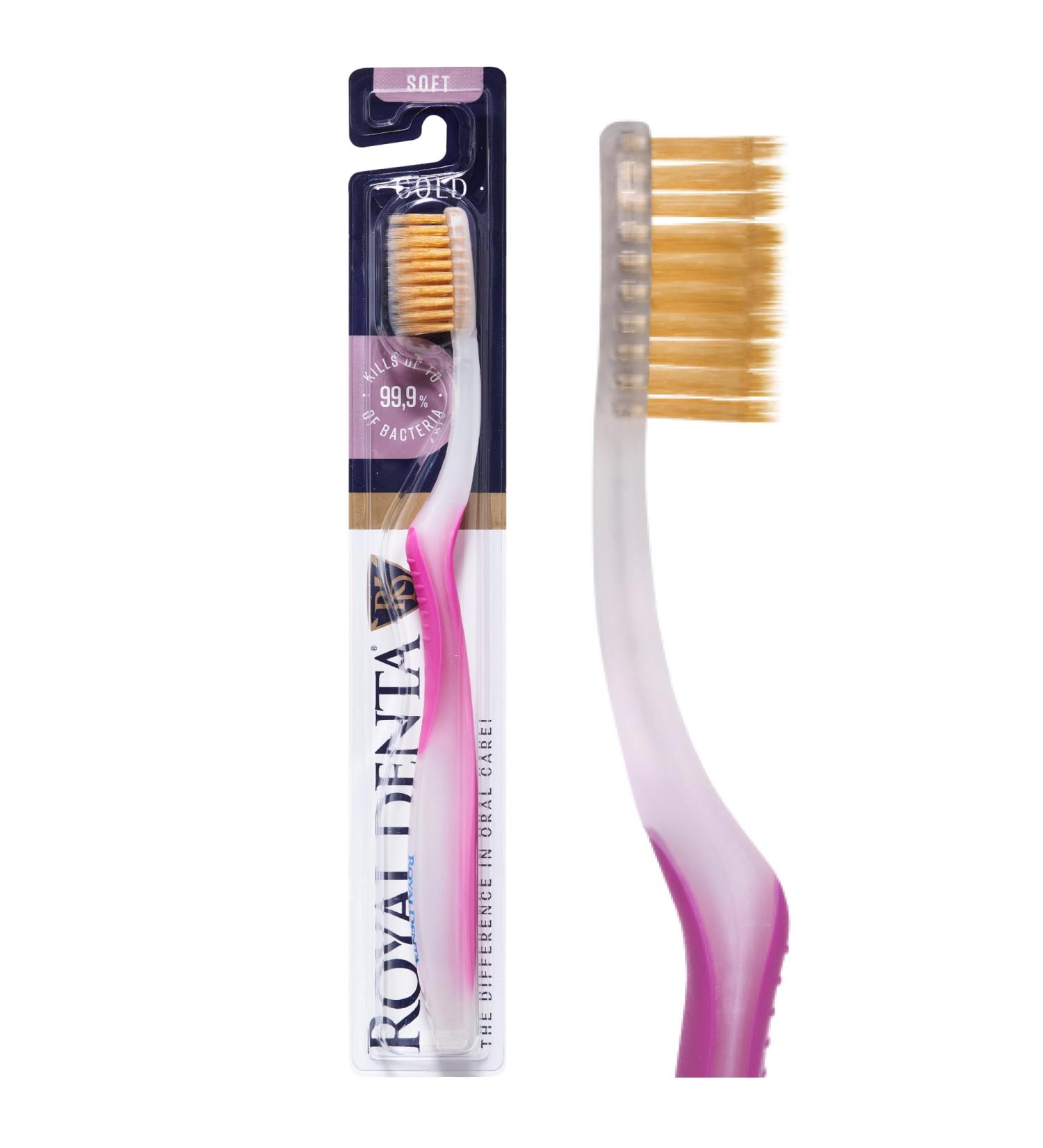 Royal Denta Nano Gold Toothbrush - Soft Pink | Premium Dental Care for Whiter Teeth & Healthier Gums - Buy Internationally - Buy Online on GoSupps.com