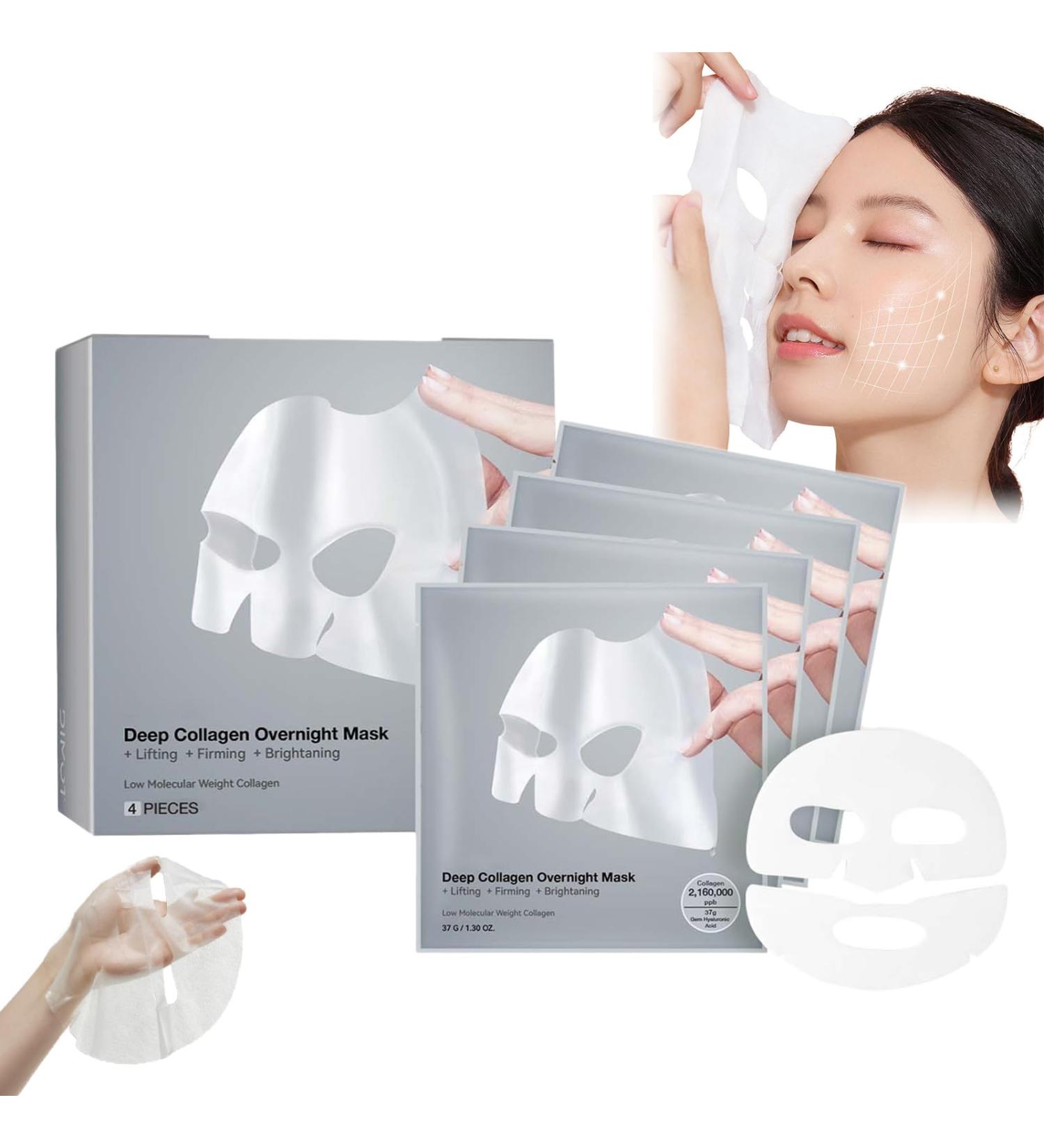 Collagen Face Mask | Deep Anti-Wrinkle Hydrogel Overnight Treatment | Lifting Firming & Moisturizing | Reduce Fine Lines & Wrinkles - 4 Pack - Buy Online on GoSupps.com
