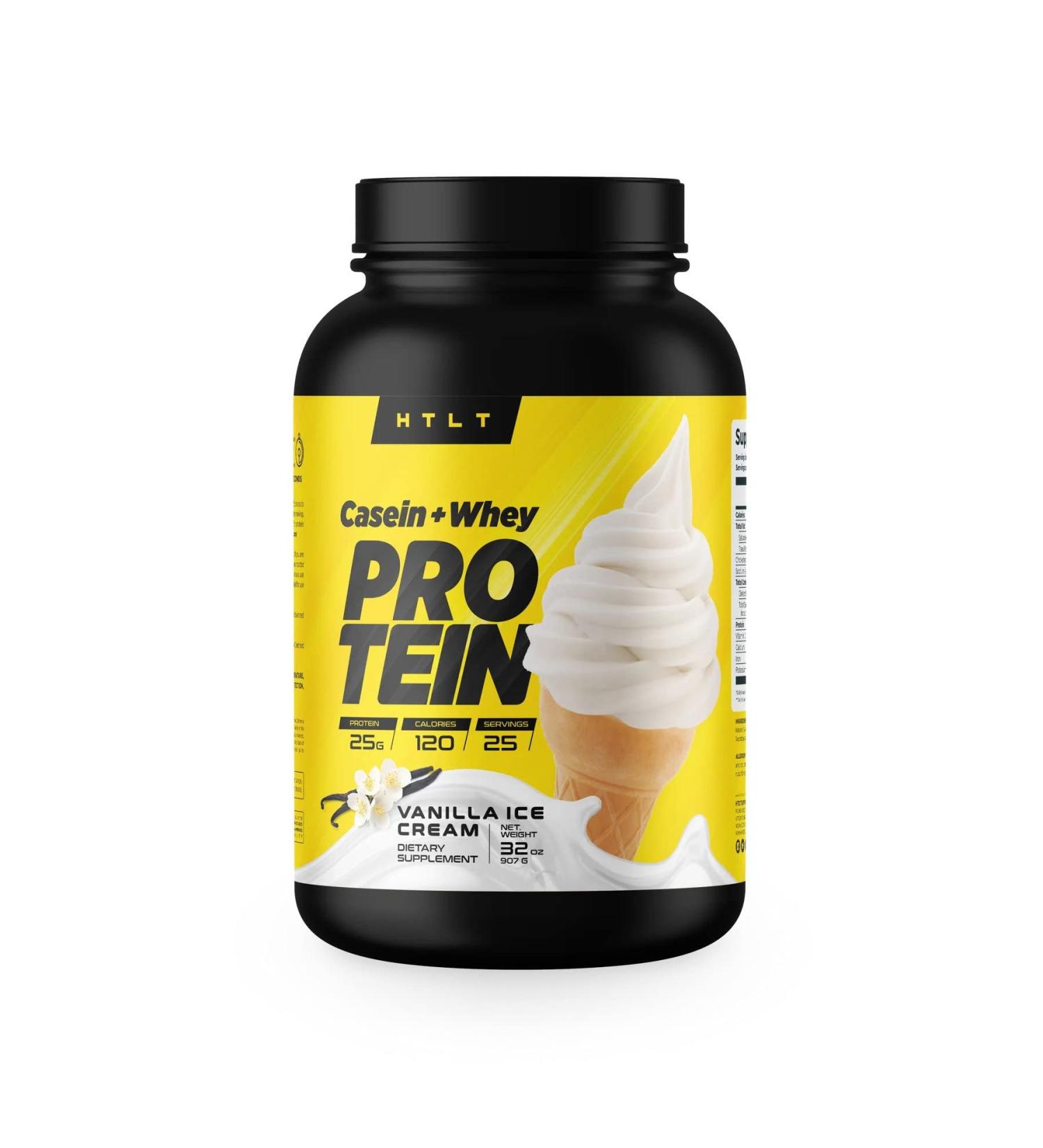 Casein + Whey Protein by HTLT | Whey & Casein Protein Shake Powder | Slow-Release Whey & Casein Protein for Sustained Energy | Casein Protein Powder for Baked Treats, Vanilla Ice Cream - Buy Online on GoSupps.com
