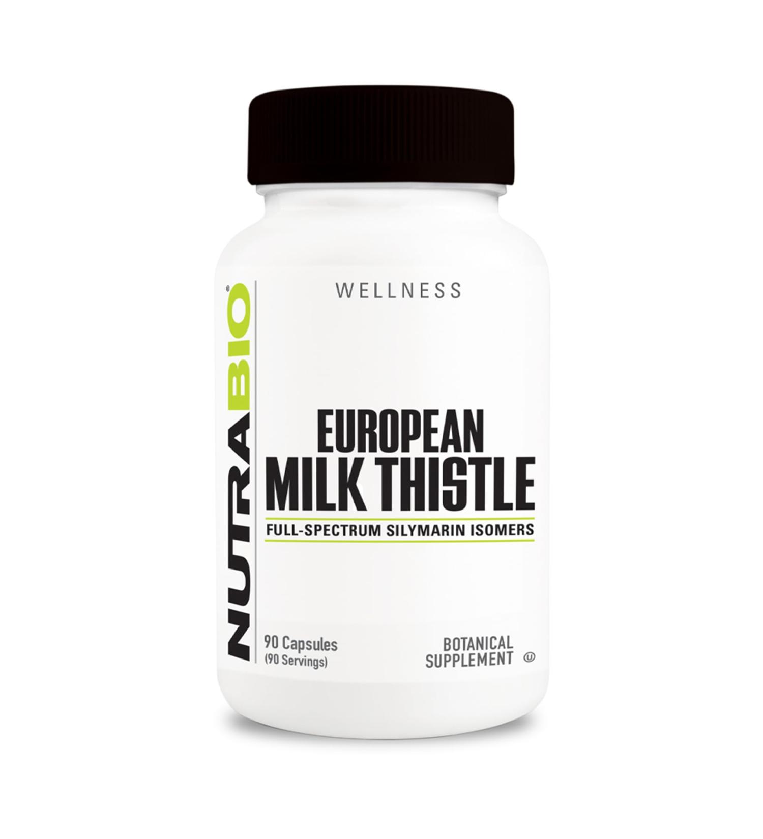 NutraBio European Milk Thistle Supplement 241mg - Supports Antioxidant Benefits and Wellness 90 Capsules - Buy Online on GoSupps.com