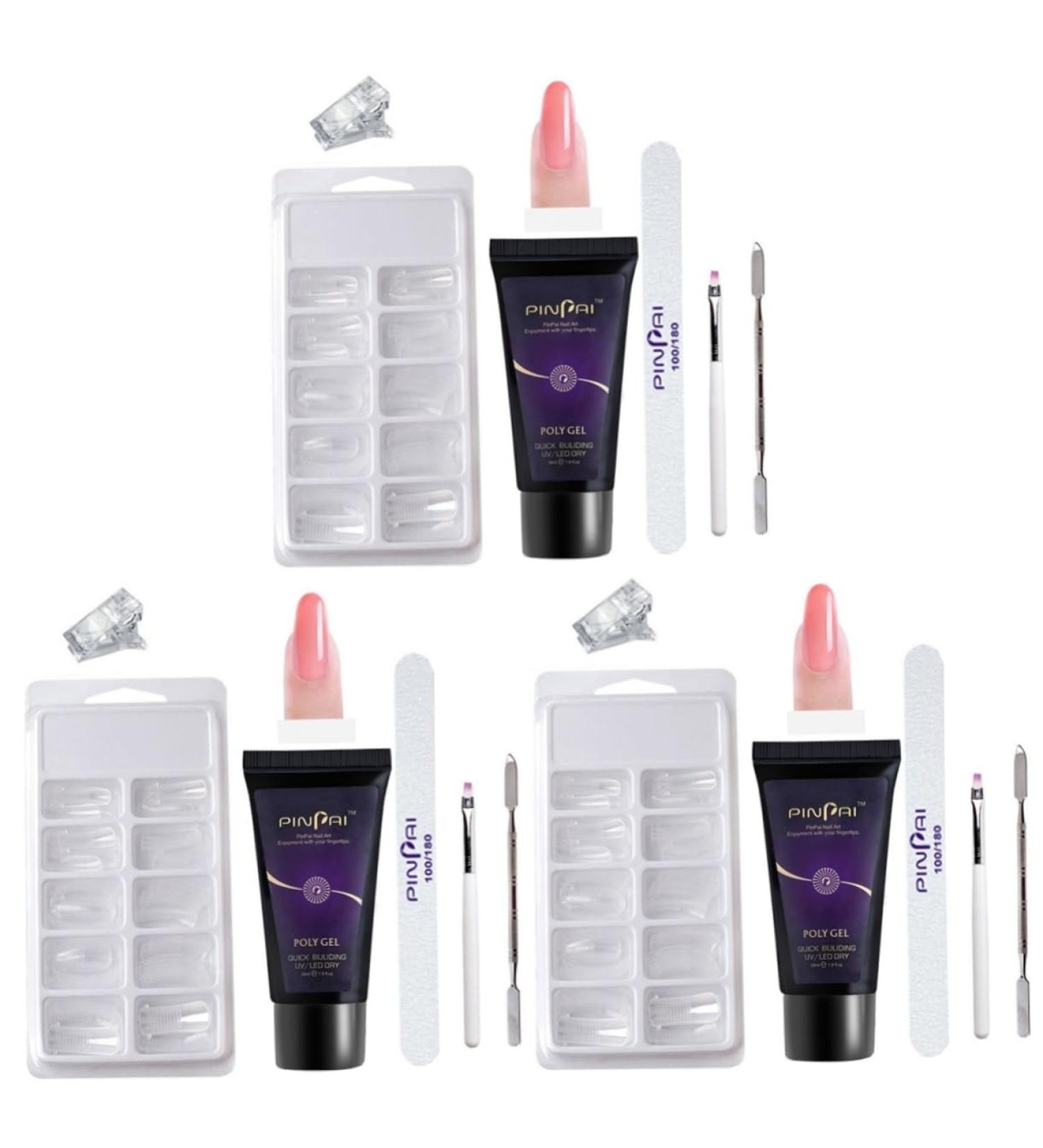 POPETPOP 3 Sets nail extension glue set nail extension nail art brush poly nail gel slip solution nail extension gel nail builder gel kit nails gel nail polish manicure plastic - Buy Online on GoSupps.com