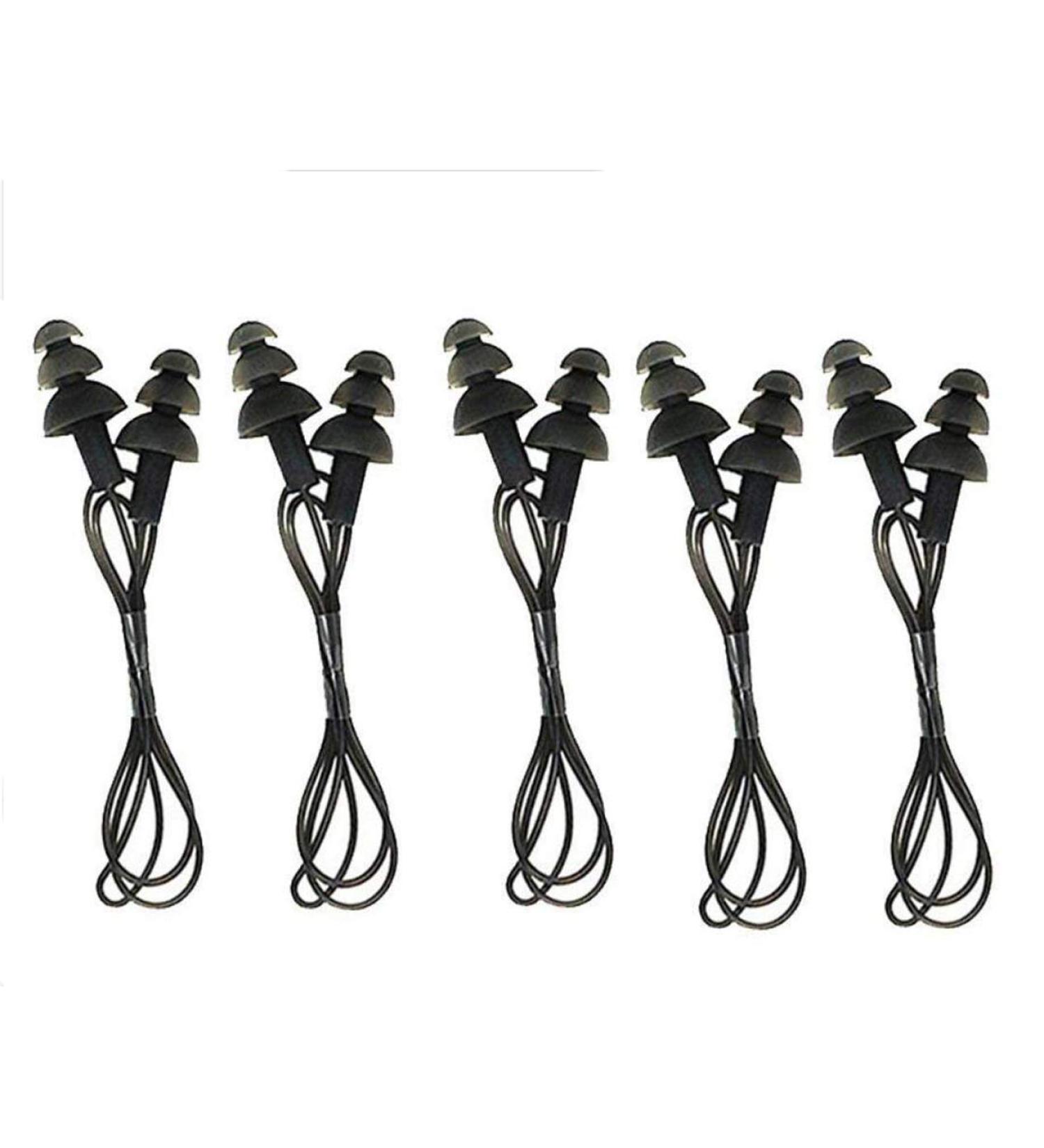 Soft Gel Earplugs Swimmers Waterproof Flexible Silicone Gel Corded String Ear Plugs for Swimming or Sleeping Pack of 5 (Black) - Buy Online on GoSupps.com
