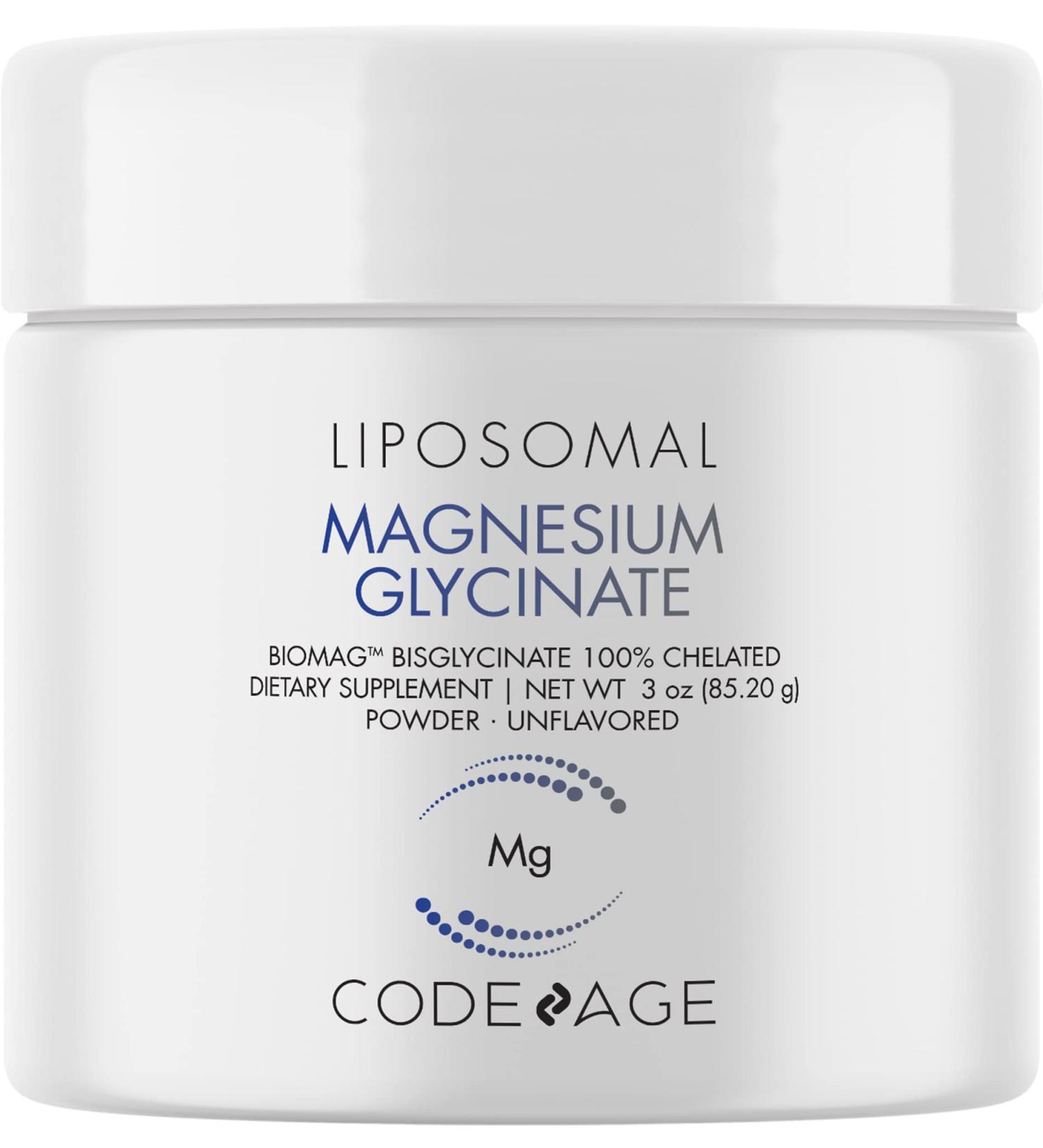 Codeage Magnesium Glycinate Powder Supplement 2-Month Supply - Bisglycinate Chelate, Unflavored, Liposomal Delivery - Chelated Magnesium Powder Mineral - Non-GMO Vegan - 3 oz - Buy Online on GoSupps.com