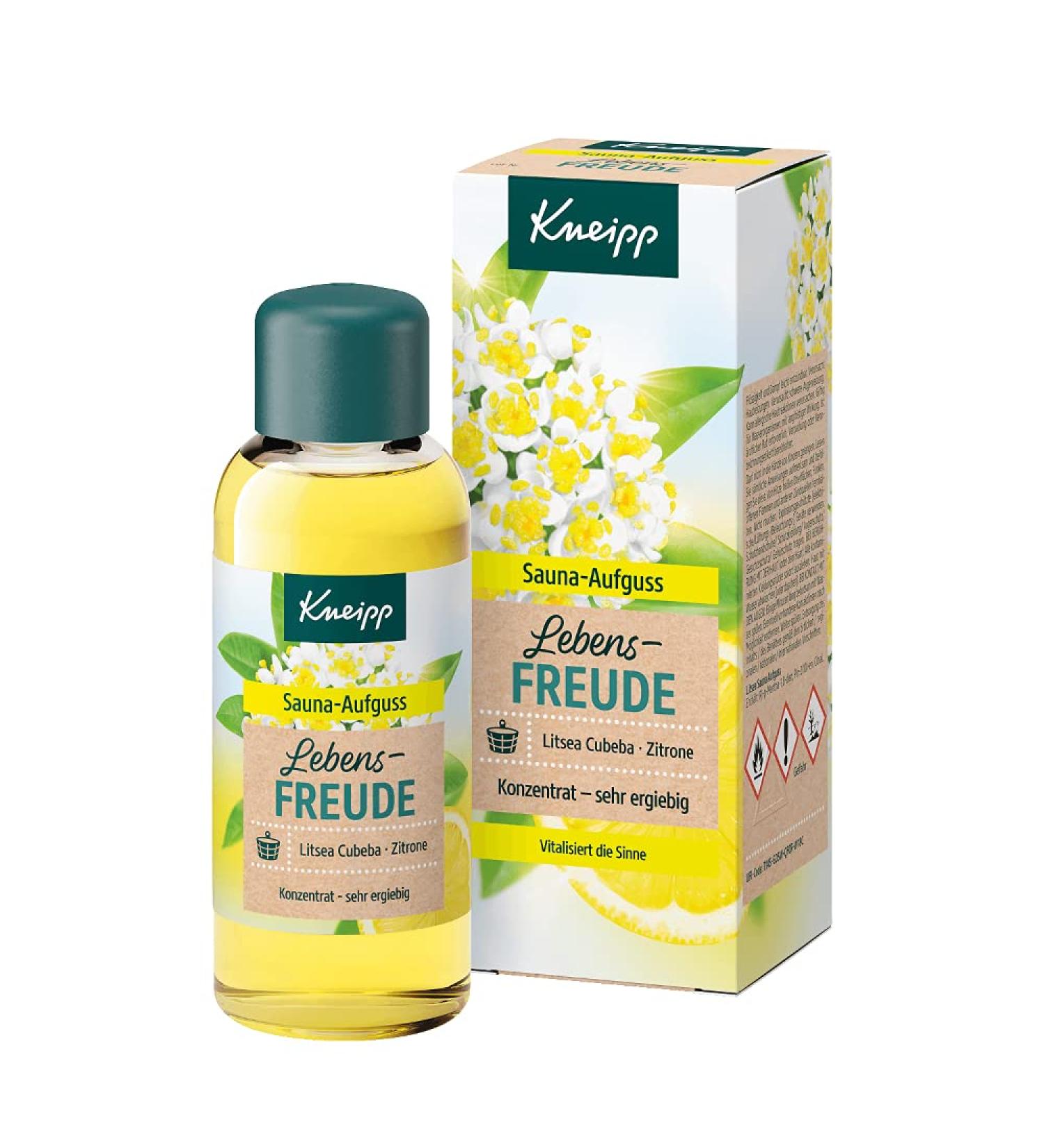 Kneipp Sauna Infusion Zest for Life - Natural Essential Oils of Litsea Cubeba & Lemon - Vitalize Body & Mind - 100 ml (1 Pack) | International Shipping - Buy Online on GoSupps.com