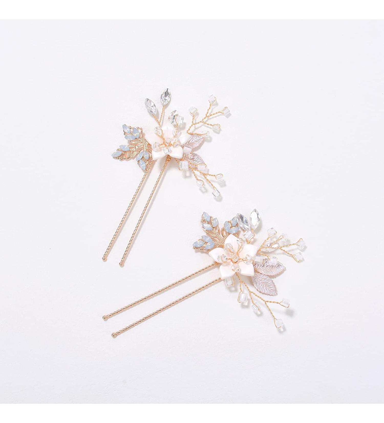 Gold Wedding Hair Accessories - Beusoulover Bridal Hair Pins for Brides, Bridesmaids, Flower Girls - Rhinestone Hair Piece for Women, Parties, Prom - Buy Online on GoSupps.com