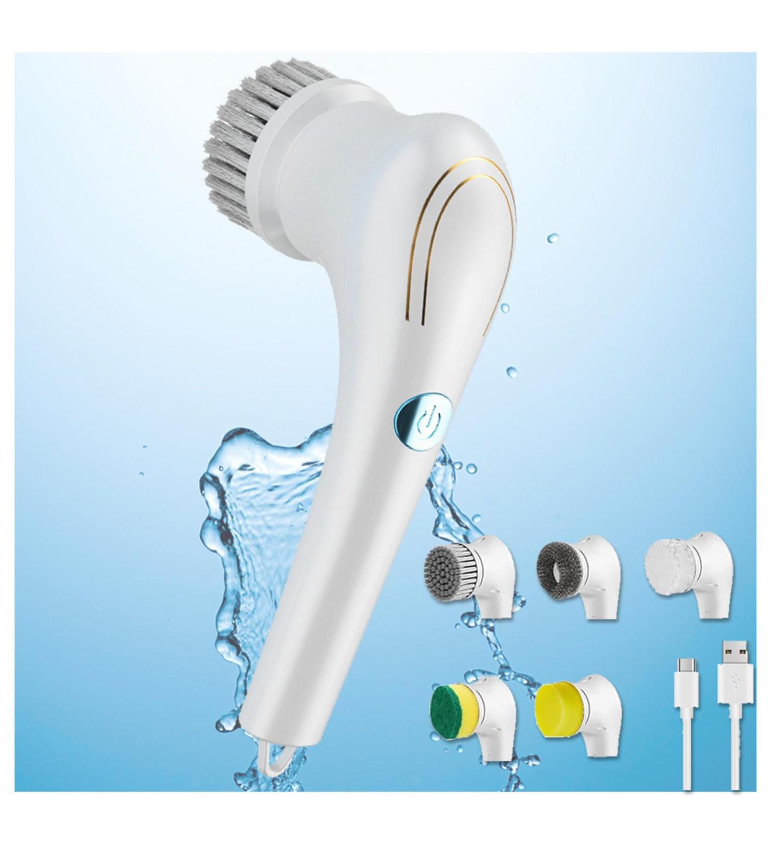 All Purpose Electric Cleaner with 5 Changing Heads Shower Scrubber USB Charging 360 Vibration Cleaning Power Brush Kitchen Dishwashing Pan Artifact - Buy Online on GoSupps.com