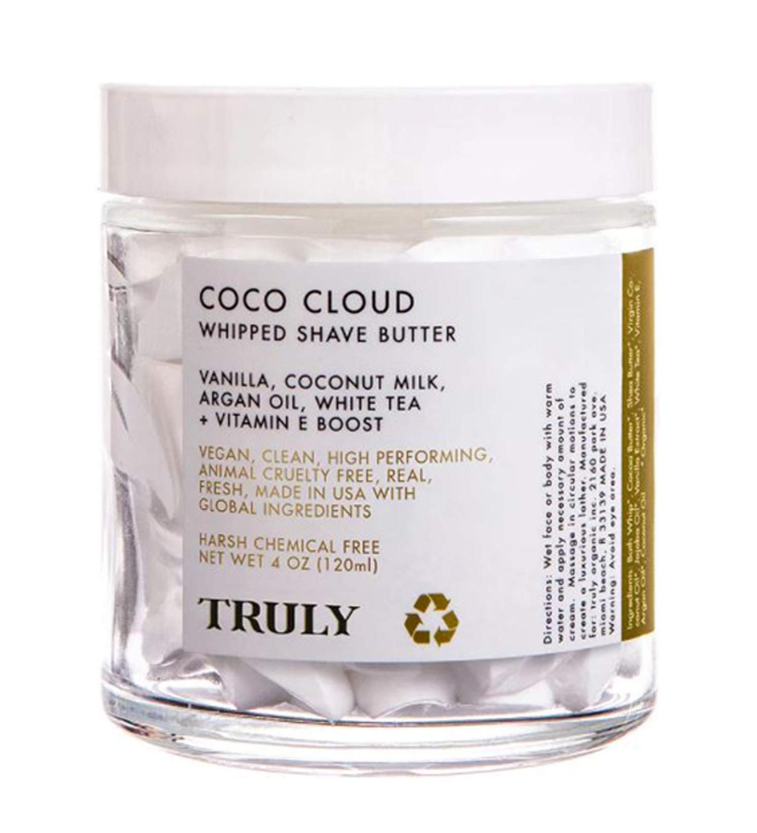 Truly Coco Cloud Luxury Shave Butter 4 Oz - Coconut Milk, Argan Oil, Vitamin E - Hydrating Shave Cream for Smooth Skin - Vegan & Cruelty-free - Buy Online on GoSupps.com