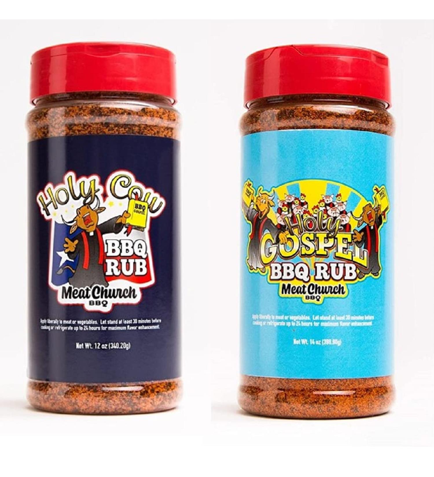 Meat Church BBQ Rub Combo: Holy Cow (12 oz) and Holy Gospel (14 oz) BBQ Rub and Seasoning for Meat and Vegetables  Gluten Free  One Bottle of Each - Buy Online on GoSupps.com