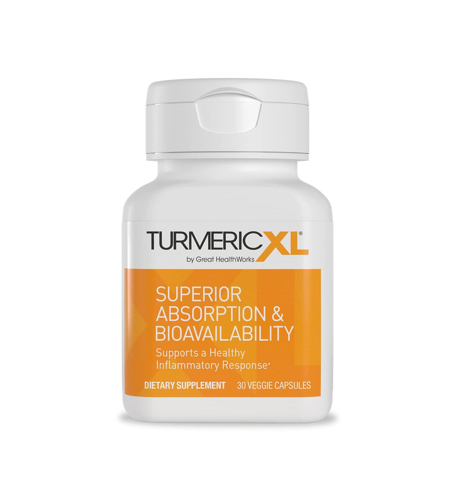 TurmericXL 250mg Natural Joint Support Supplement - 45x More Curcumin for Healthy Inflammatory Response - High Absorption, Gluten-Free - 30 Veggie Capsules - Buy Online on GoSupps.com