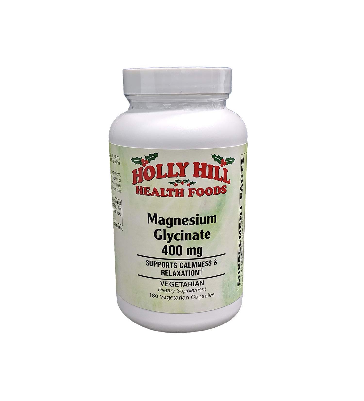 Holly Hill Health Foods Magnesium Glycinate 400mg - 180 Veg Capsules - Buy Online on GoSupps.com