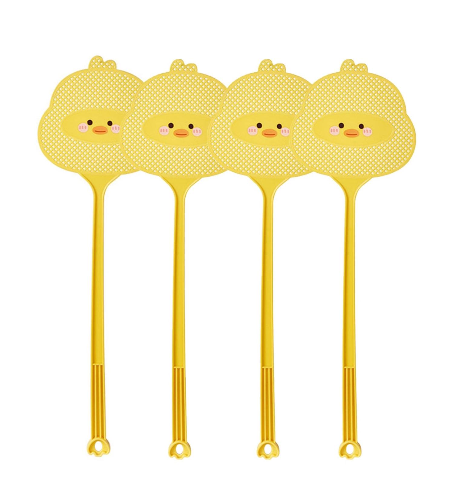 BAMFY 4 Pcs Fly Swatters Durable and Thickened Plastic Manual Fly Killer Heavy Duty with Long Handle Fly Swatters for Indoor Outdoor Mosquitoes Bees Flies Yellow - Buy Online on GoSupps.com