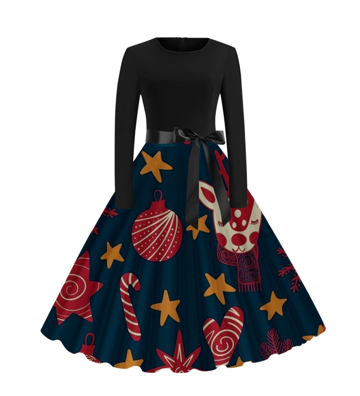 Stylish Ladies' Christmas Dress | Printed Sweaters & Sweatshirts | Festive Elk & Snowflake Designs - Shop Now! - Buy Online on GoSupps.com