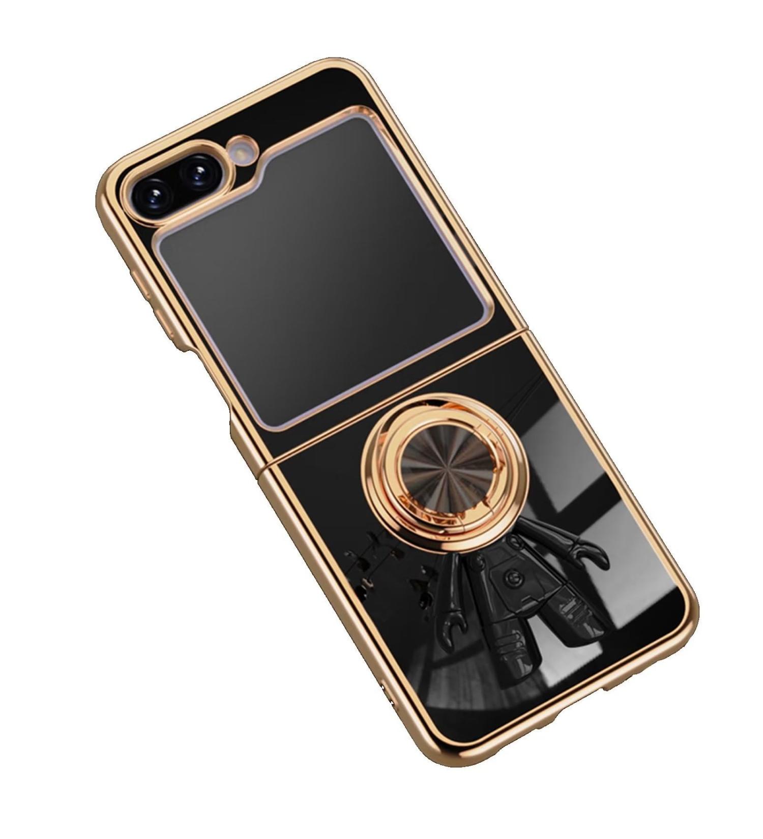 Buy Tivenfezk Nadoli for Samsung Galaxy Z Flip 5 - Ultra Thin 360 Ring Stand Scratch-Resistant Soft Silicone Case Black - Buy Online on GoSupps.com
