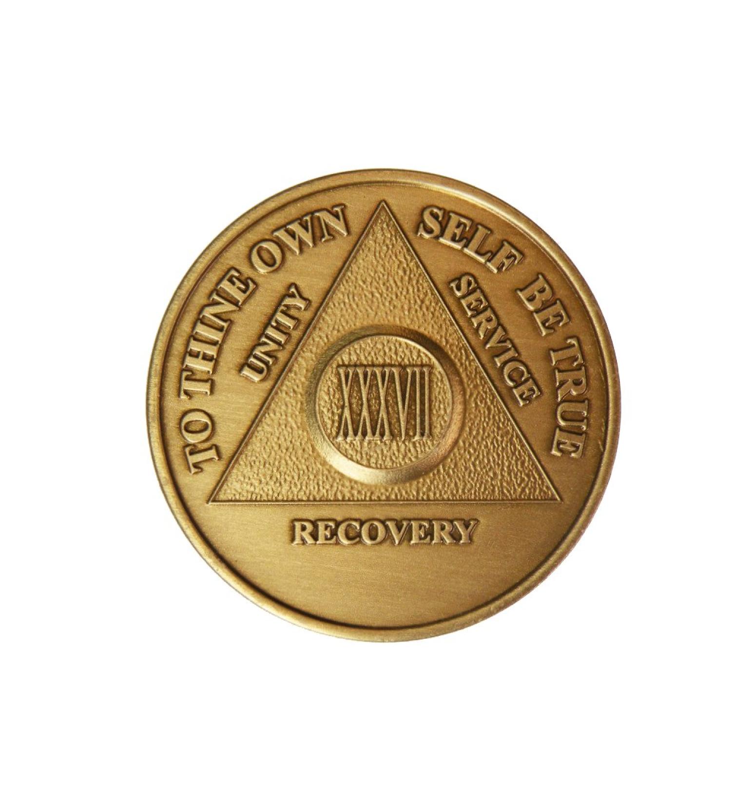 37 Year Bronze AA (Alcoholics Anonymous) - Sober / Sobriety / Birthday / Anniversary / Recovery / Medallion / Coin / Chip