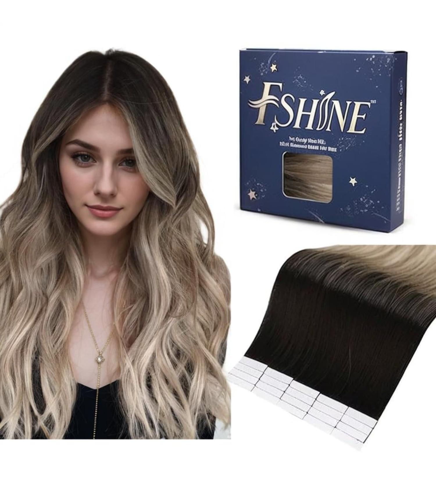 Buy FSHINE Tape In Hair Extensions | 50g Balayage Brown to Ash Brown & Platinum Blonde | 20 Pieces 35cm #2/16/60 - International Shipping - Buy Online on GoSupps.com