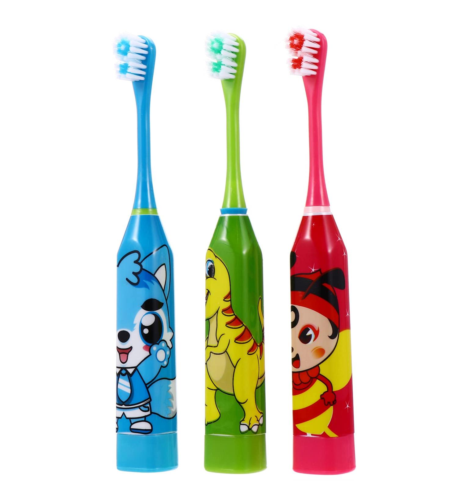 Kids Automatic Soft Toothbrush Set | Gentle Cartoon Whitening Heads | Suitable for Toddler | Vibrating & Sensitive | Assorted Colors | 18.5X2.3X2.3cm - Buy Online on GoSupps.com
