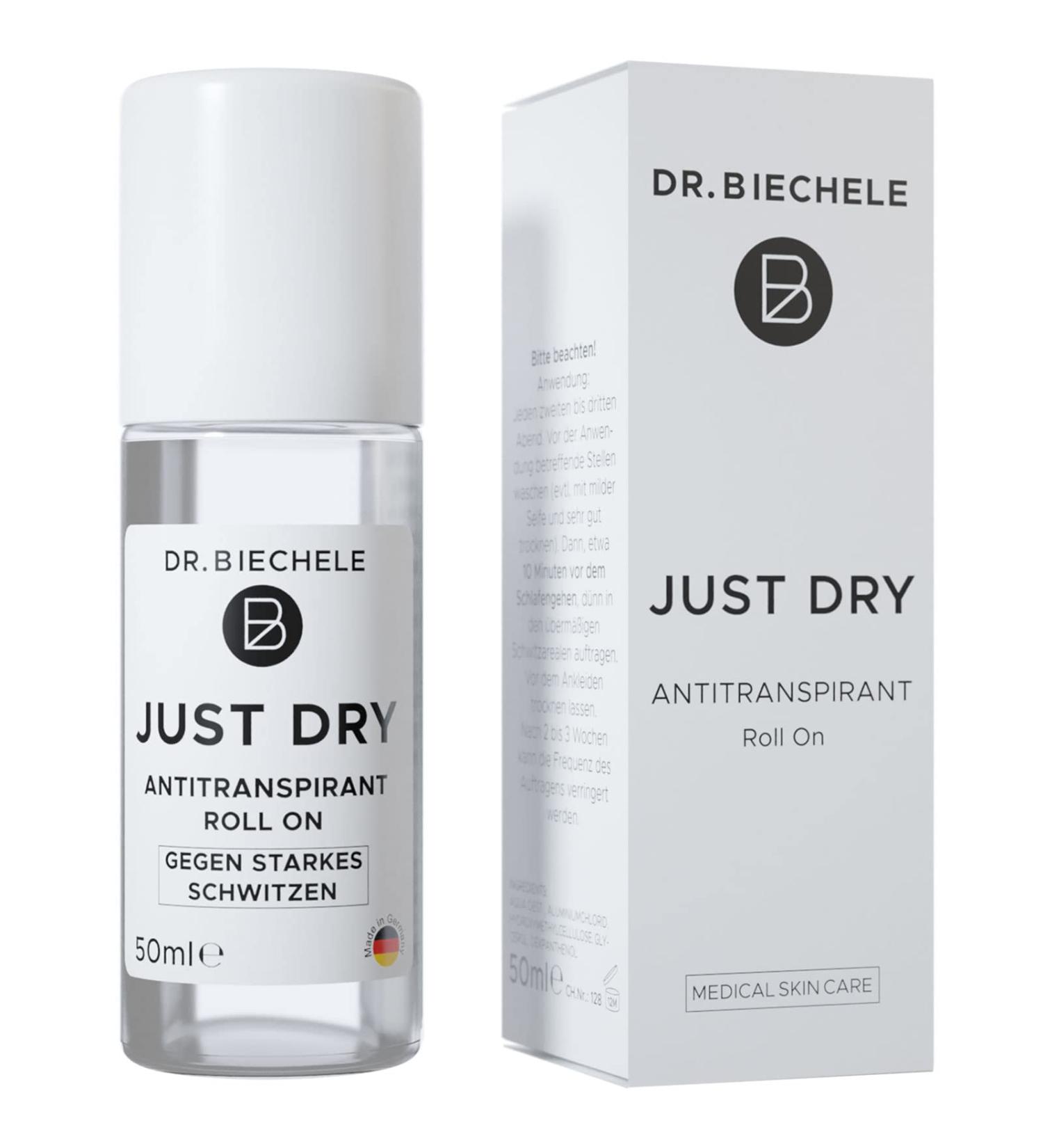 Dr. Biechele Just Dry Antiperspirant - Long-Lasting Medical Sweat Protection - 50ml - Perfume & Alcohol-Free - Buy Online on GoSupps.com