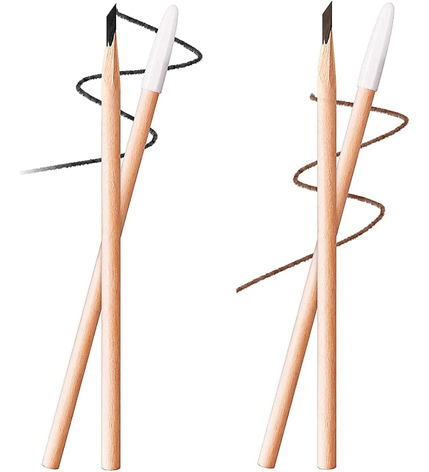  JIXaw 2023 Waterproof Wooden Eyebrow Pencil Long-Lasting Eyebrow Eyeliner Pencil Waterproof Non-Smudging Eyebrow Pencil (2 Pieces) (Brown) - Buy Online on GoSupps.com