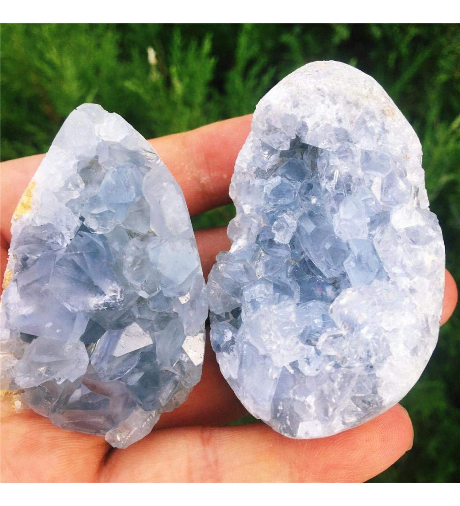 Room Decoration Natural Crystal Rough Natural Blue Crystal Cave Quartz Celestite Crystal Specimen Cluster Specimen Blue Crystal Cave Home Decoration Decoration 1pcs 90g--100g - Buy Online on GoSupps.com