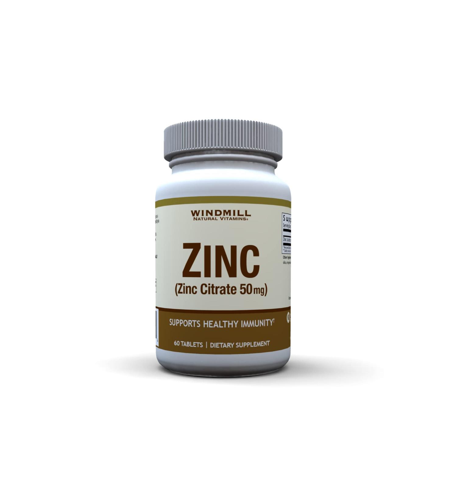 Windmill Zinc Citrate 50mg Immune Support Dietary Supplement 60 Count - Multi - Buy Online on GoSupps.com