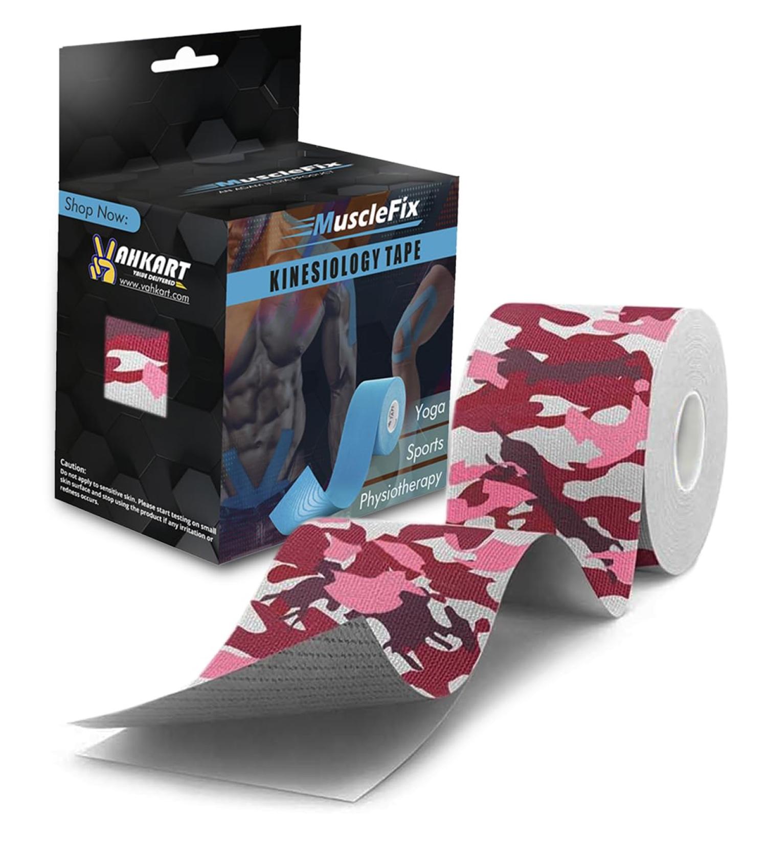 Athletic Kinesiology Tape for Injury & Pain Relief | Muscle & Joint Support - Pink Camo (5m x 5cm) | International Shipping Available - Buy Online on GoSupps.com