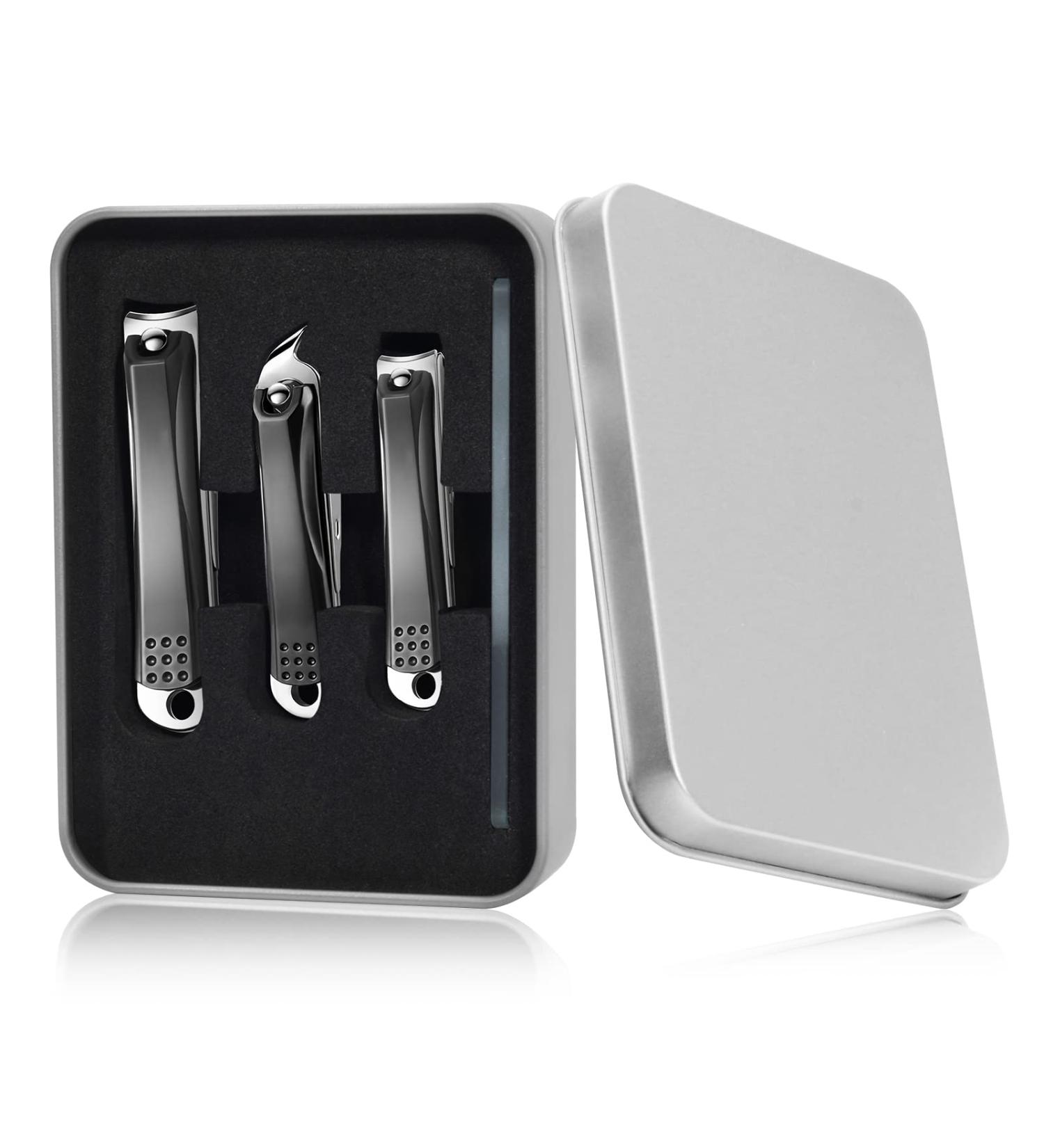 Stainless Steel Professional Nail Clippers Set for Men/Women with Catcher - Lermende Manicure/Pedicure Kit in Travel Case - Buy Online on GoSupps.com