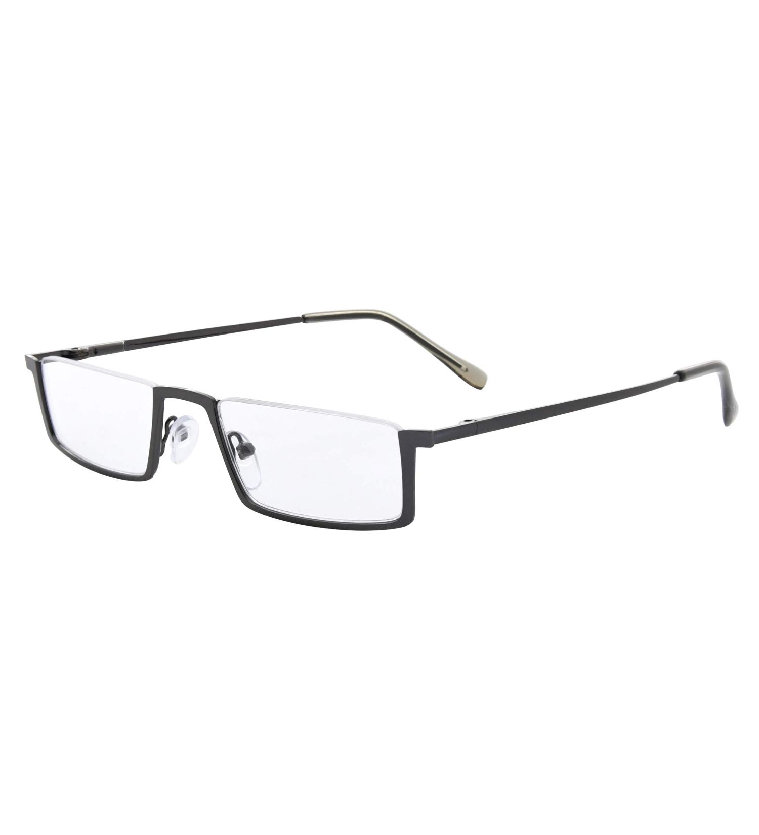 Eyekepper Metal Half Rim Reading Glasses +2.00 | Spring Hinge Gunmetal | International Shipping - Buy Online on GoSupps.com