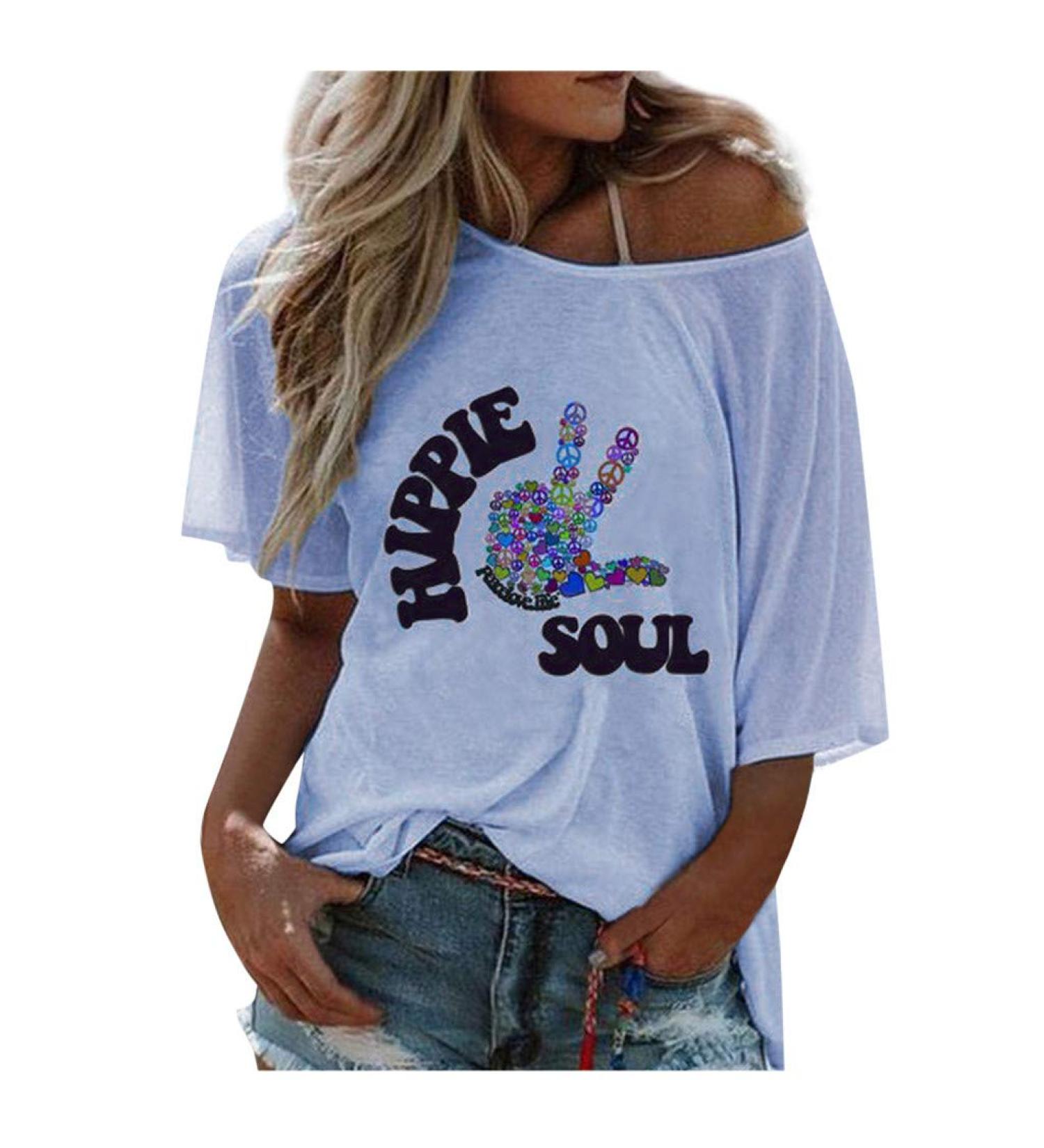 Shop Ppanguding Women's Summer Off Shoulder Rainbow T-Shirt - Short Sleeve Graphic Blouse - Buy Online on GoSupps.com