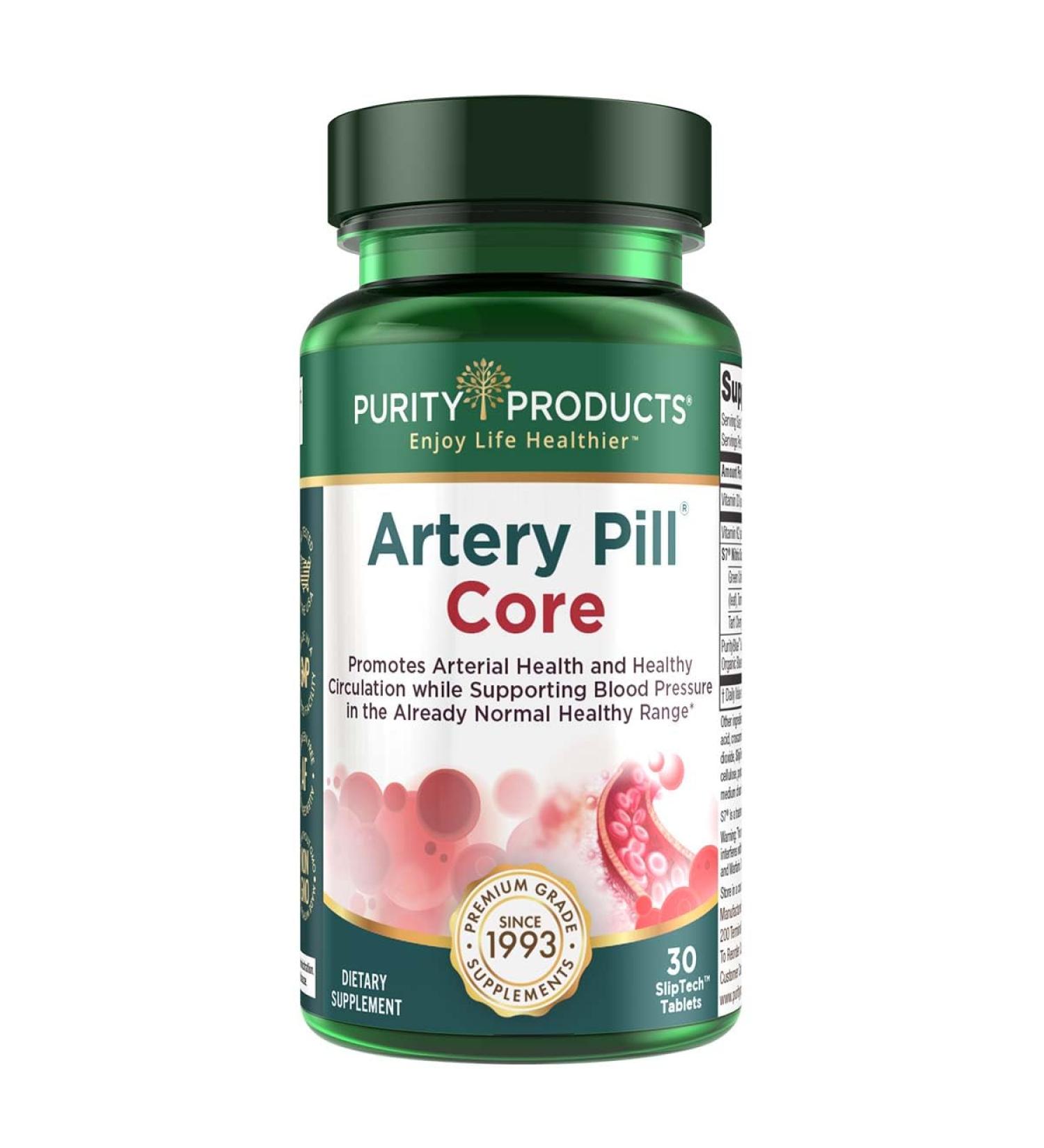 Purity Products Artery Pill Core - MK-7 Vitamin K2 S7 Nitric Oxide Booster Vitamin D3 & Organic Blueberries for Arterial Health & Cardiovascular Support - 30 Count - Buy Online on GoSupps.com
