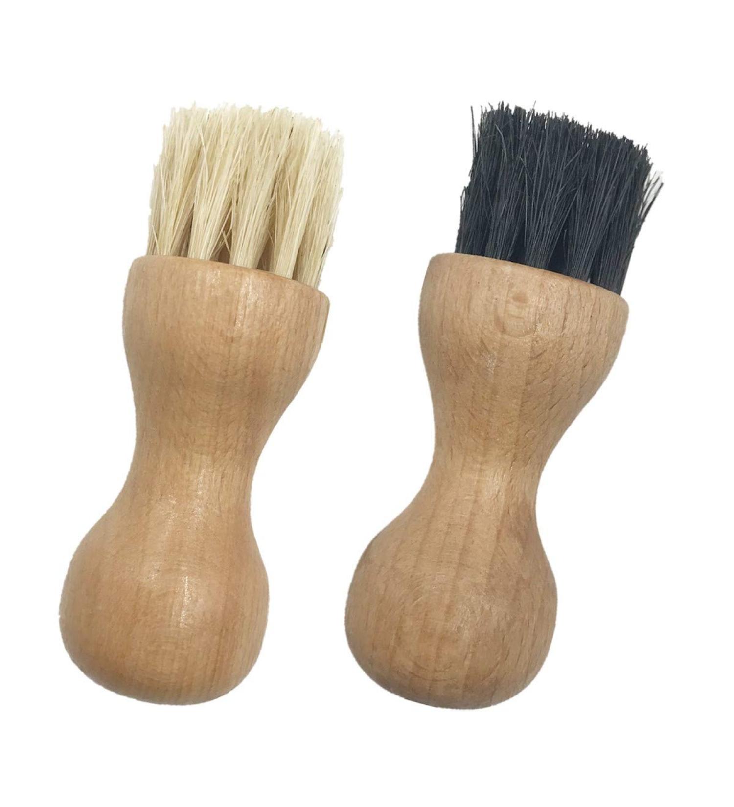 2 Pack Shoe Polish Applicator Brushes with Wooden Handle and Strong Pig Hair Bristles - Buy Online on GoSupps.com