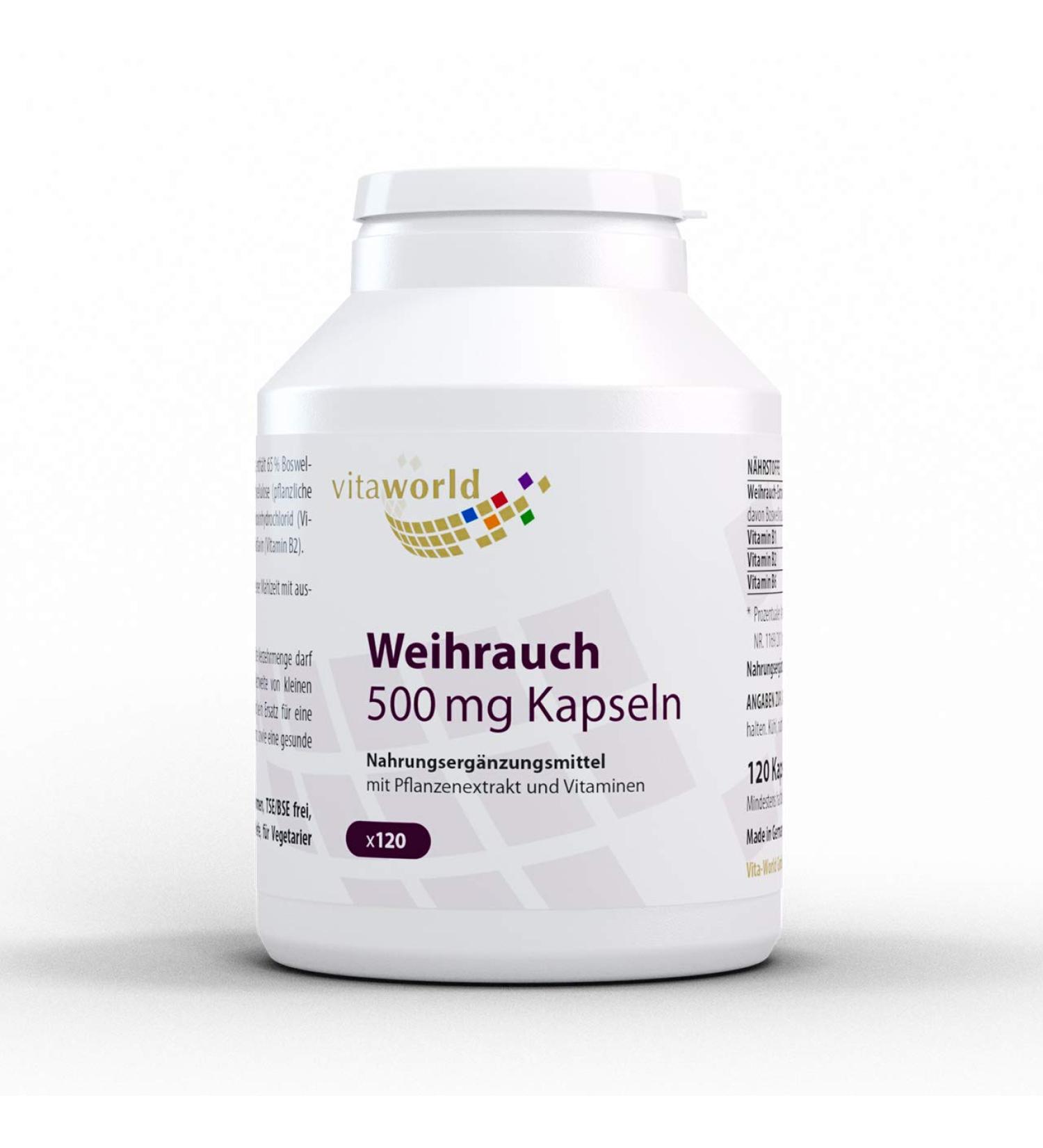 Vita World 3 Pack Boswellia Serrata Extract Incense Weihrauch (65%) 500Mg 3 x 120 Vegetarian Capsules + B Vitamins Made in Germany