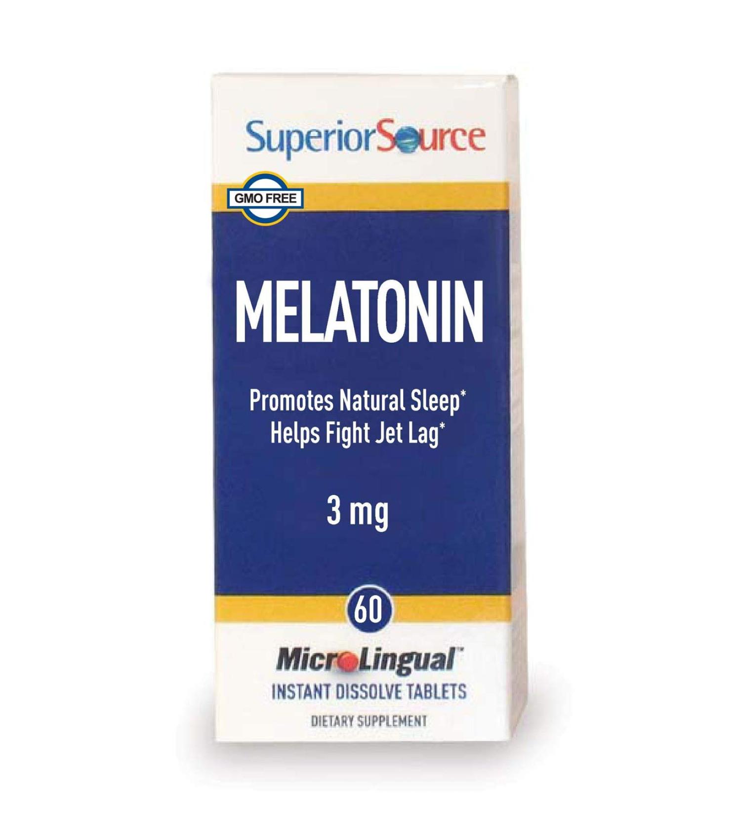 Superior Source Melatonin 3 mg - 60 MicroLingual Instant Dissolve Tablets for Better Sleep - Buy Online on GoSupps.com