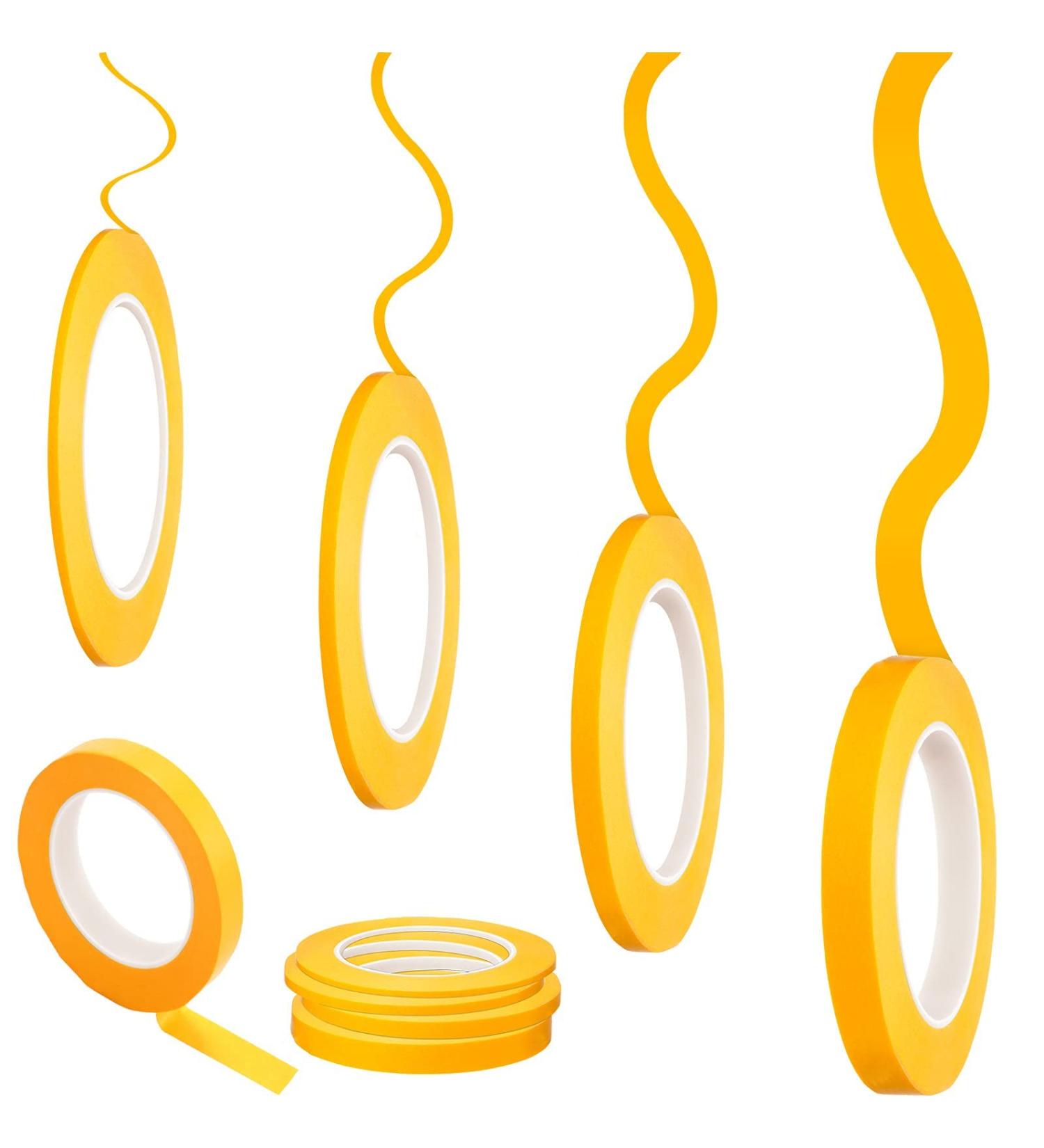 Epakh 4 Rolls Pinstripe Tape Set - 1/16, 1/8, 1/4, 1/2 Inch Width x 52 Yards Long - Yellow Masking Tape for Painters, Automotive, DIY - Ideal for Car, Auto Paint, Art - Buy Online on GoSupps.com