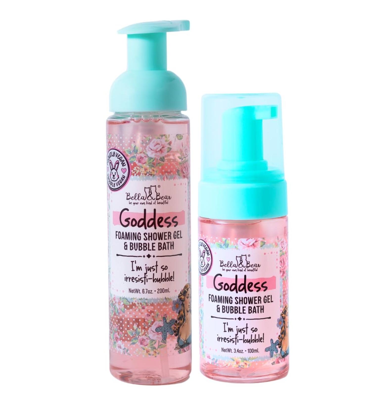 Bella and Bear Goddess Foaming Shower Gel & Bubble Bath Full & Travel Size Bundle - Buy Online on GoSupps.com