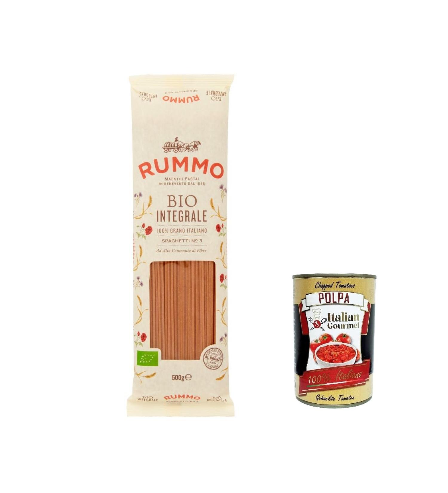  Italian Gourmet E.R. Rummo Pasta Integrale Spaghetti No. 3 Pack of 10 Italian pasta 500g + Italian Gourmet polpa 400g - Buy Online on GoSupps.com