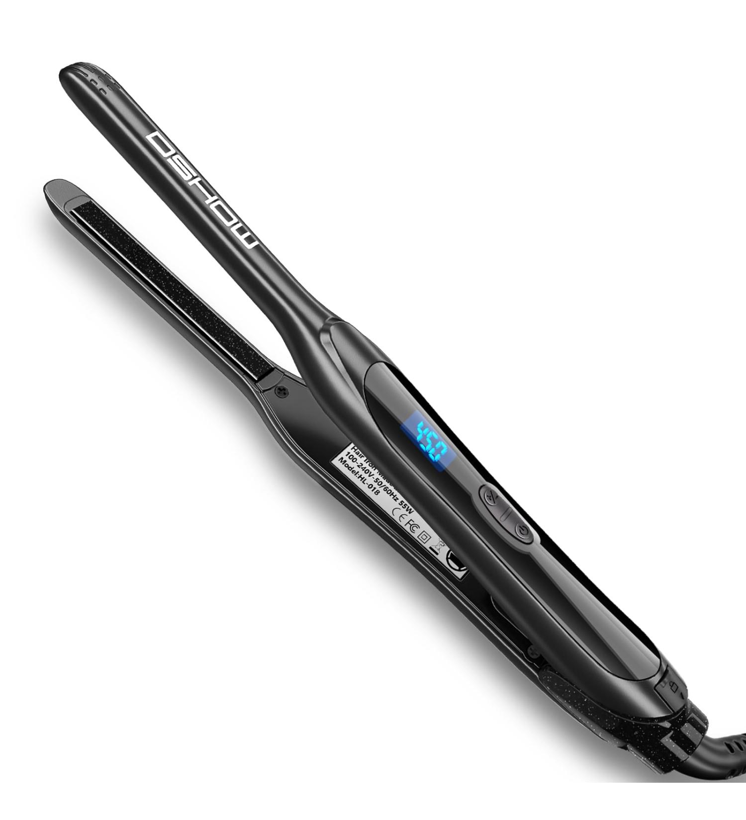 DSHOW Pencil Flat Iron - Mini Hair Straightener for Short Hair Pixie Cuts & Bangs Tourmaline Ceramic Adjustable Temperature Auto Shut Off - Black - Buy Online on GoSupps.com