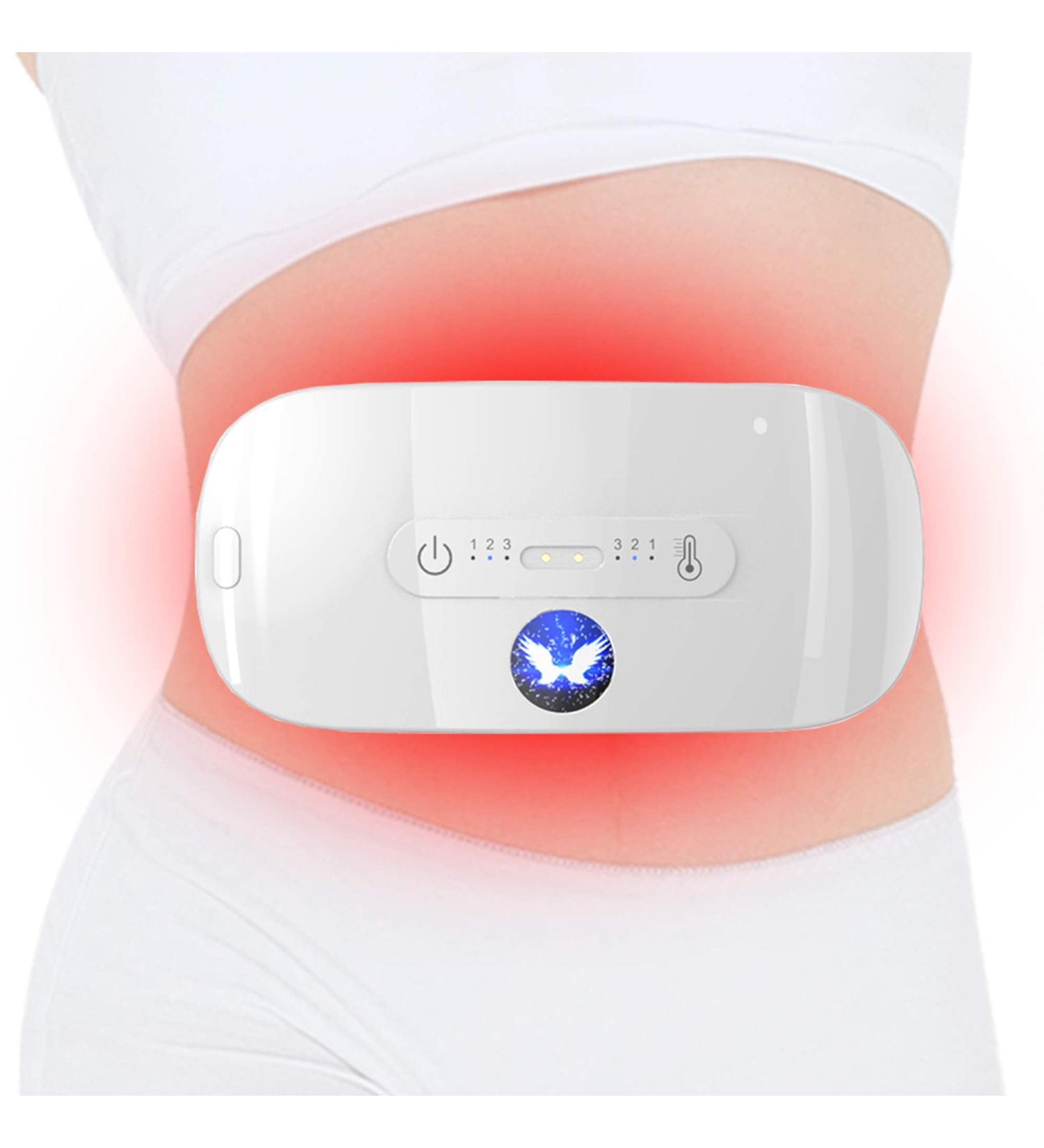Electric Cordless Menstrual Heating Pad - Fast Heating with 3 Heat Levels and 3 Massage Modes for Period Pain Relief - White - Buy Online on GoSupps.com