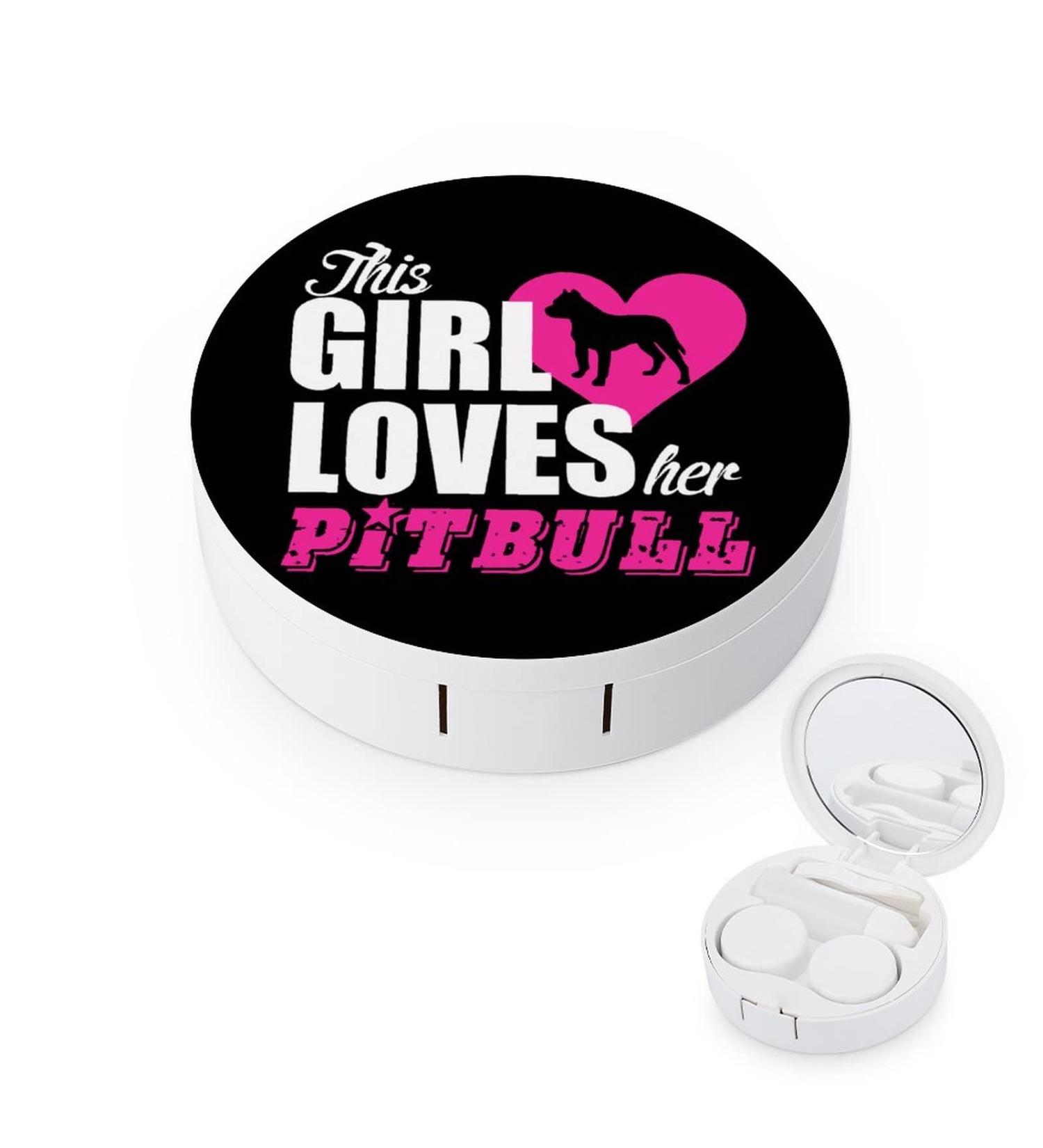 Girl Loves Pitbull Contact Lens Case with Mirror - Ideal Storage Box for Pet Lovers - Buy Online on GoSupps.com