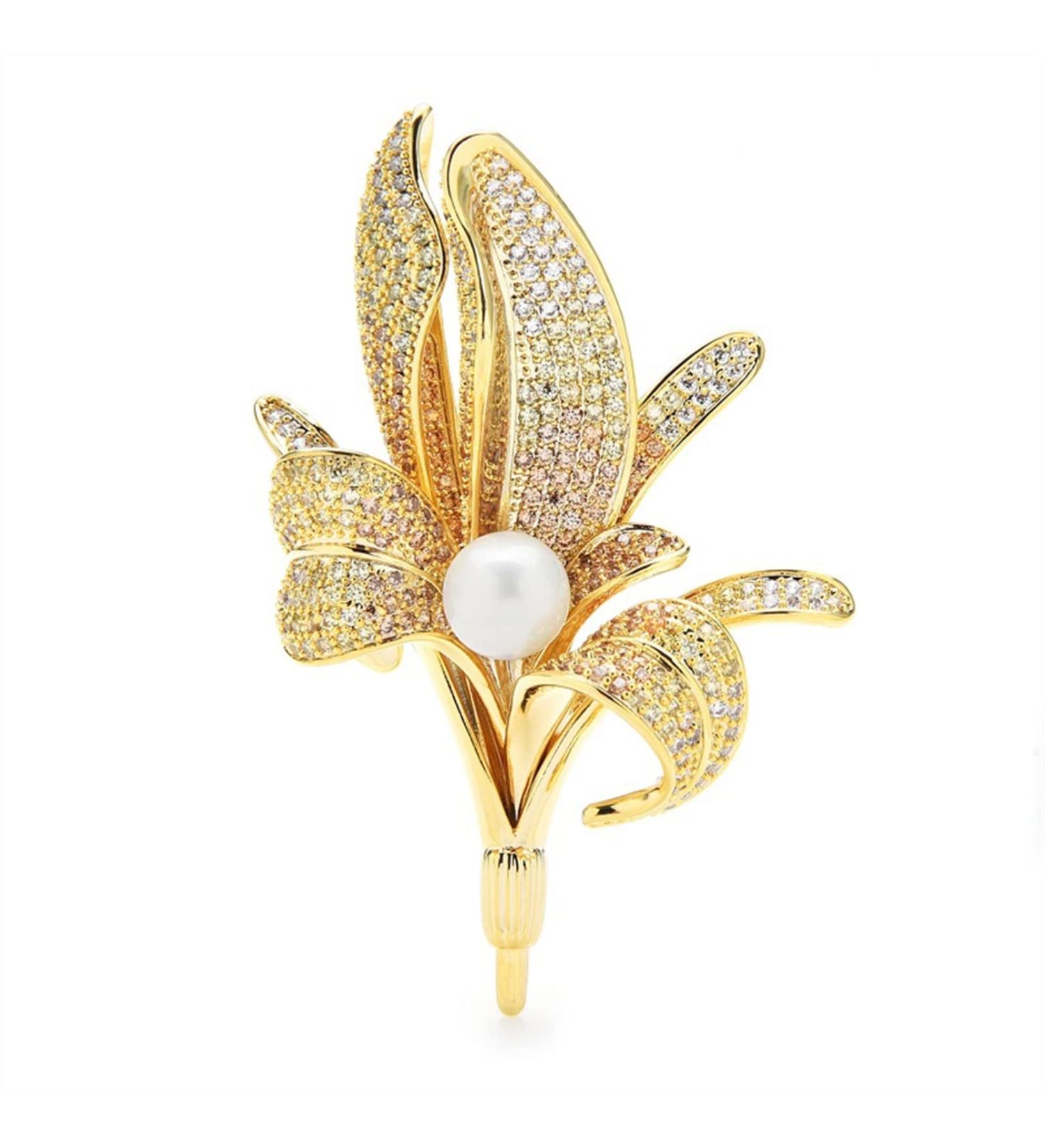 Pin Jewelry Gifts for Women Ladies Elegant Sparkle Crystal Lily Flower Brooch Wedding Party Brooch Flower Shape Brooch Ladies Fashion Accessories Brooches & Pins - Buy Online on GoSupps.com