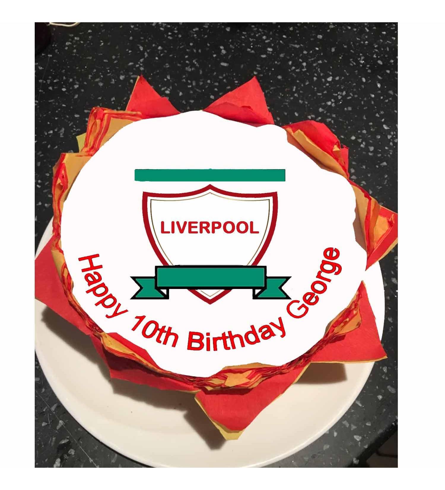 Personalised liverpool Cake Topper - Edible Icing sugar paperor Wafer paper - 7.5"