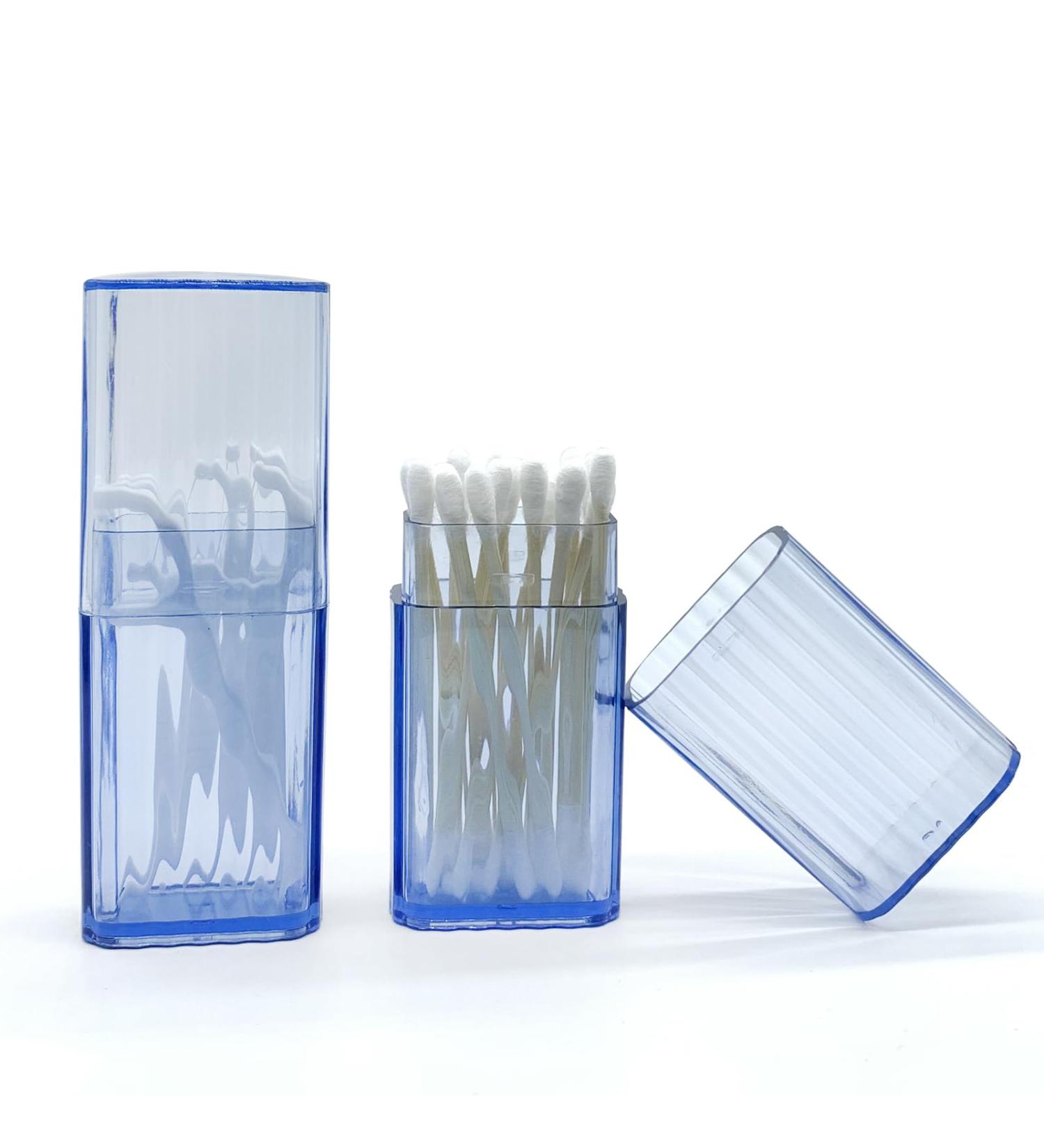 Portable Cotton Swabs Container - 2 Piece Clear Storage Box with Dust-Tight Lid | Ideal for Travel (Blue) - Buy Online on GoSupps.com