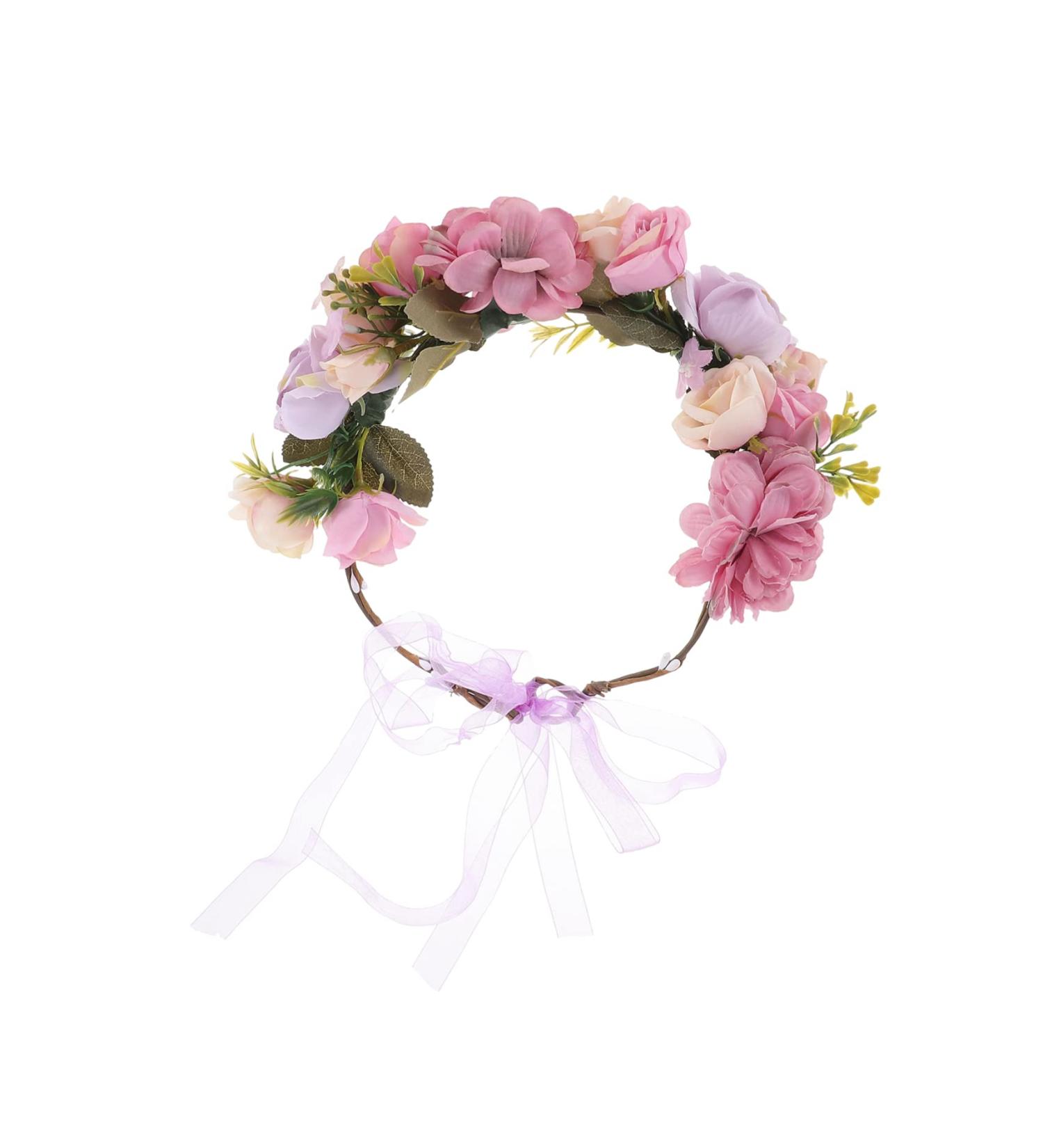 MAGICLULU Bridal Flower Headband Wedding Headband Headband Flower Headband Hair Scrunchies for Hair Ties for Girls Elastic Hair Bridesmaid Pp Accessories Purple Flowers - Buy Online on GoSupps.com