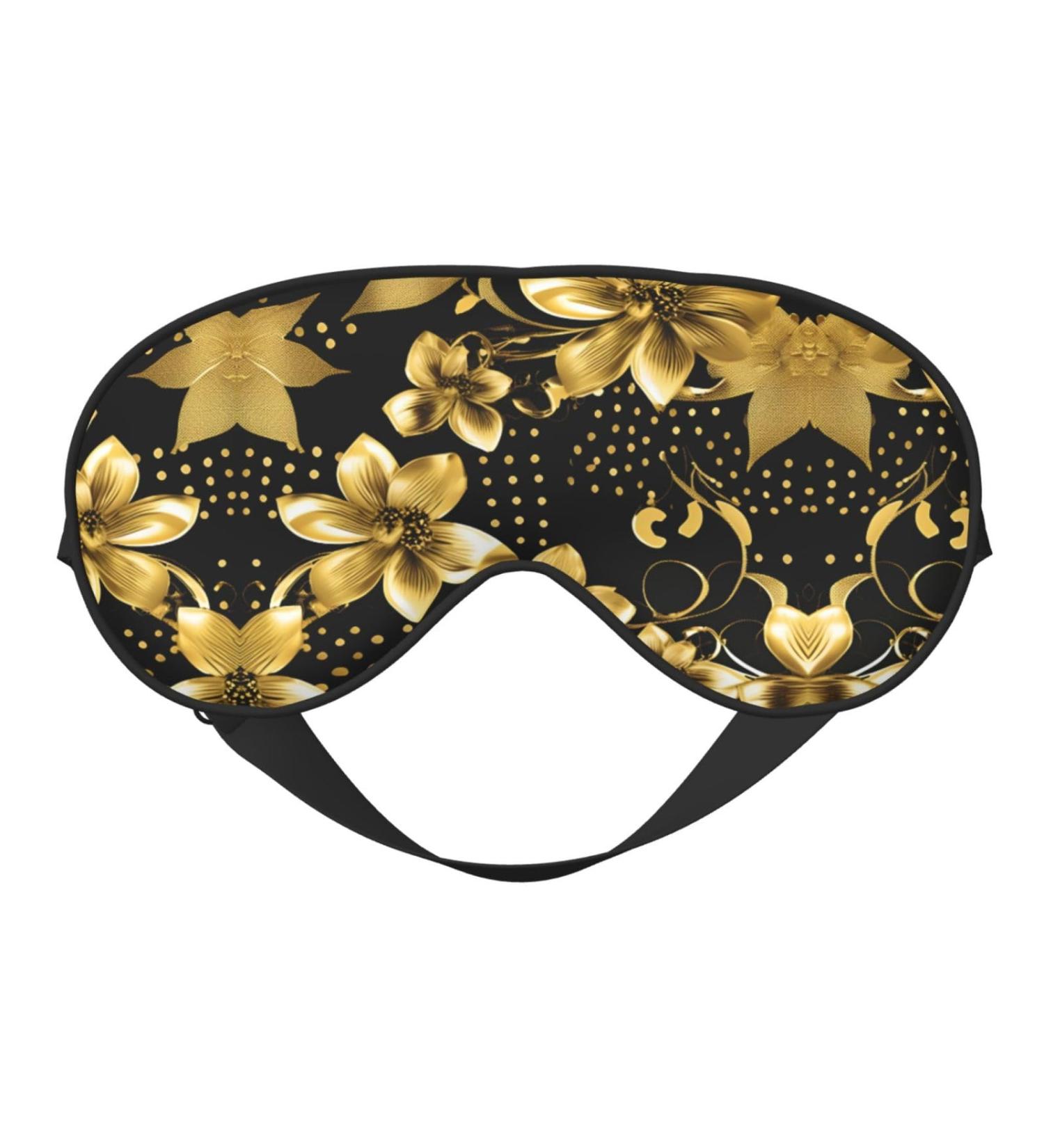SSIMOO Black & Gold Floral Eye Mask - Ultra-Soft Light-Blocking for Comfort & Restful Sleep | International Shipping - Buy Online on GoSupps.com