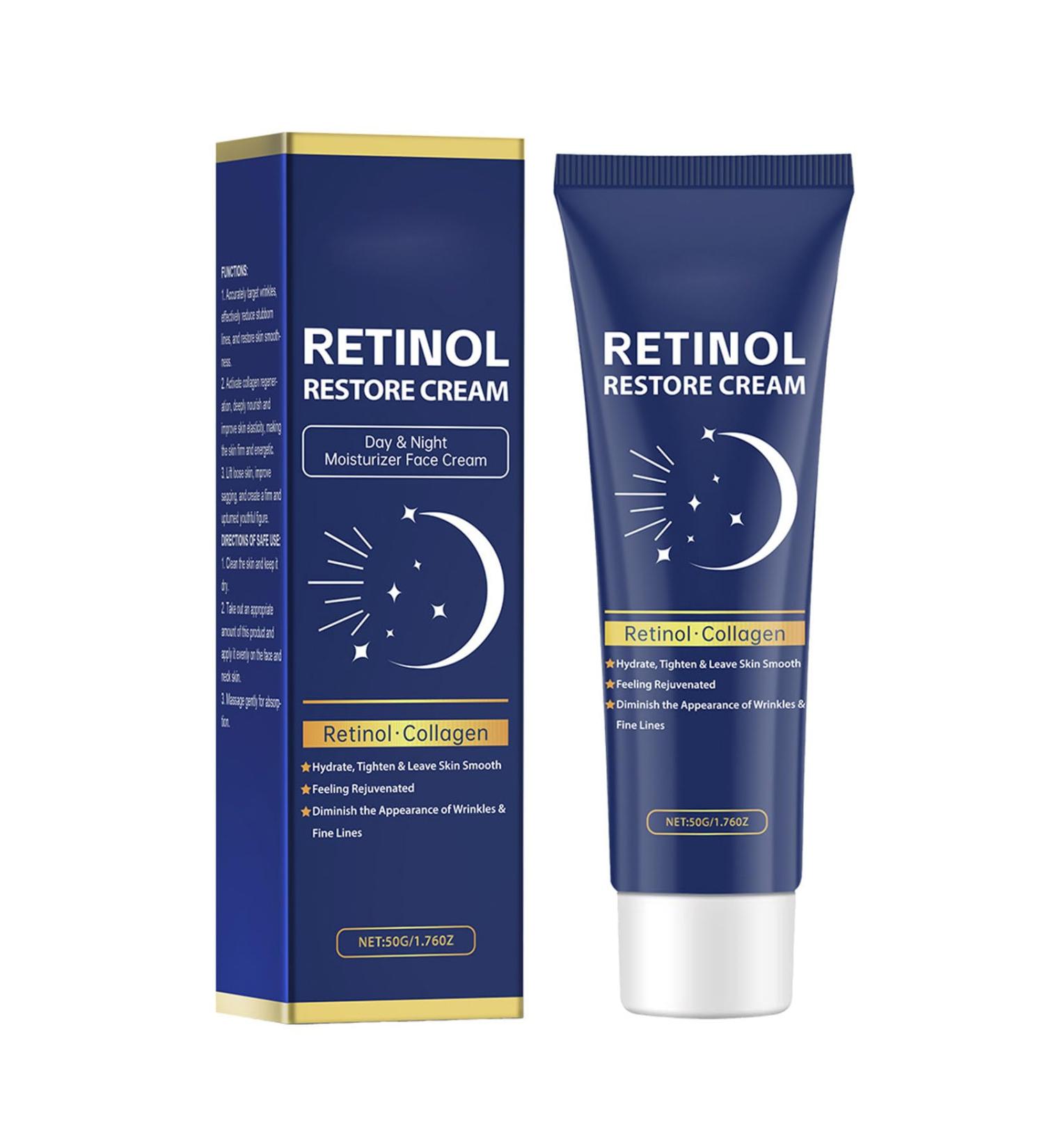Retinol Restore Cream Day& Night Moisturizer Face Cream with Retinol Collagen Hyaluronic Acid Reducing Fine Lines Improving Skin Tone & Deeply Hydrating for All Skin Type 1.76 Oz - Buy Online on GoSupps.com