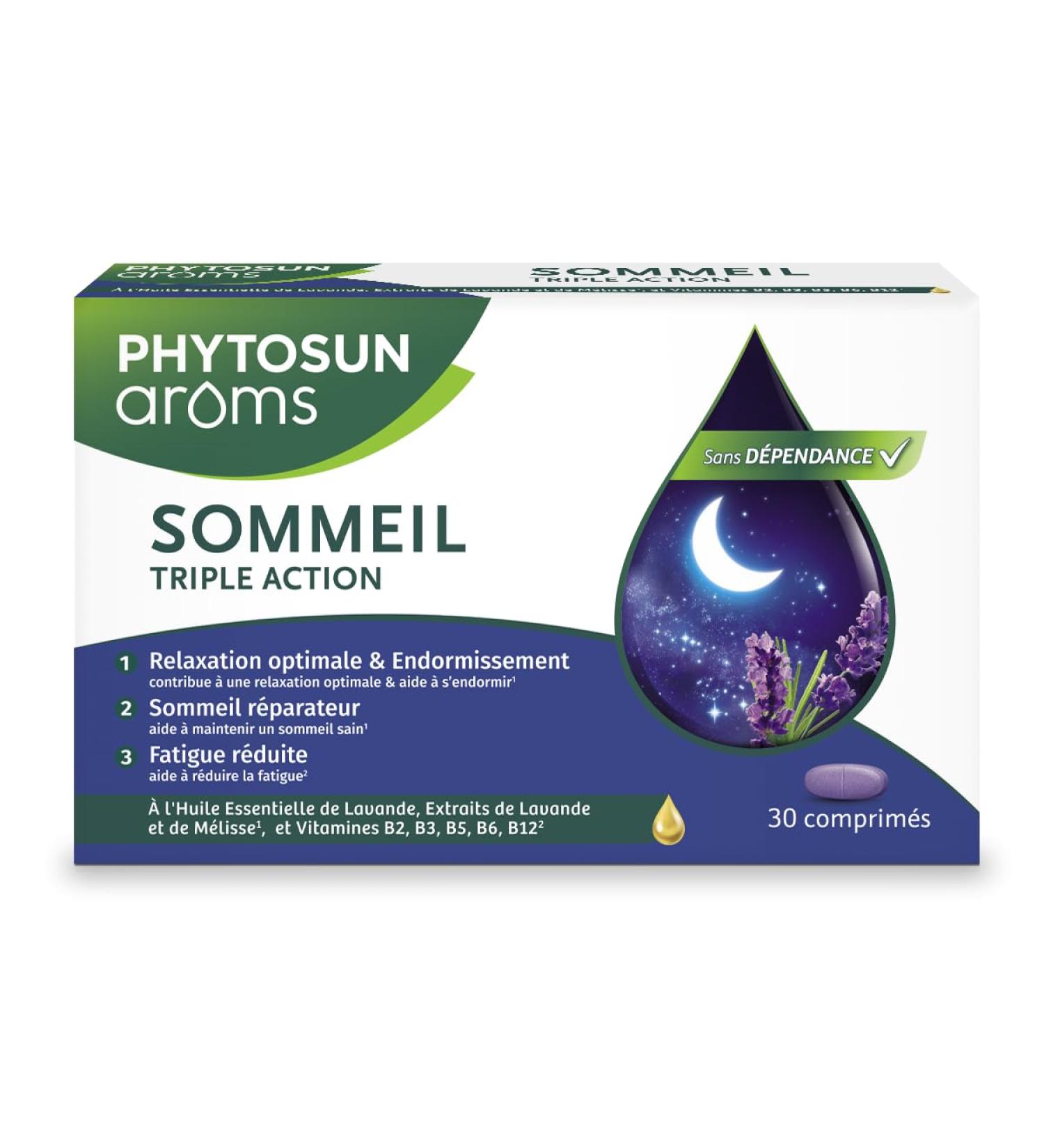  PHYTOSUN AROMS Phytosun Ar ms Triple Action Sleep Essential Oil Relaxation & Sleeping Repairing And Reduced Fatigue (1 2 3) - 30 Tablets - Buy Online on GoSupps.com