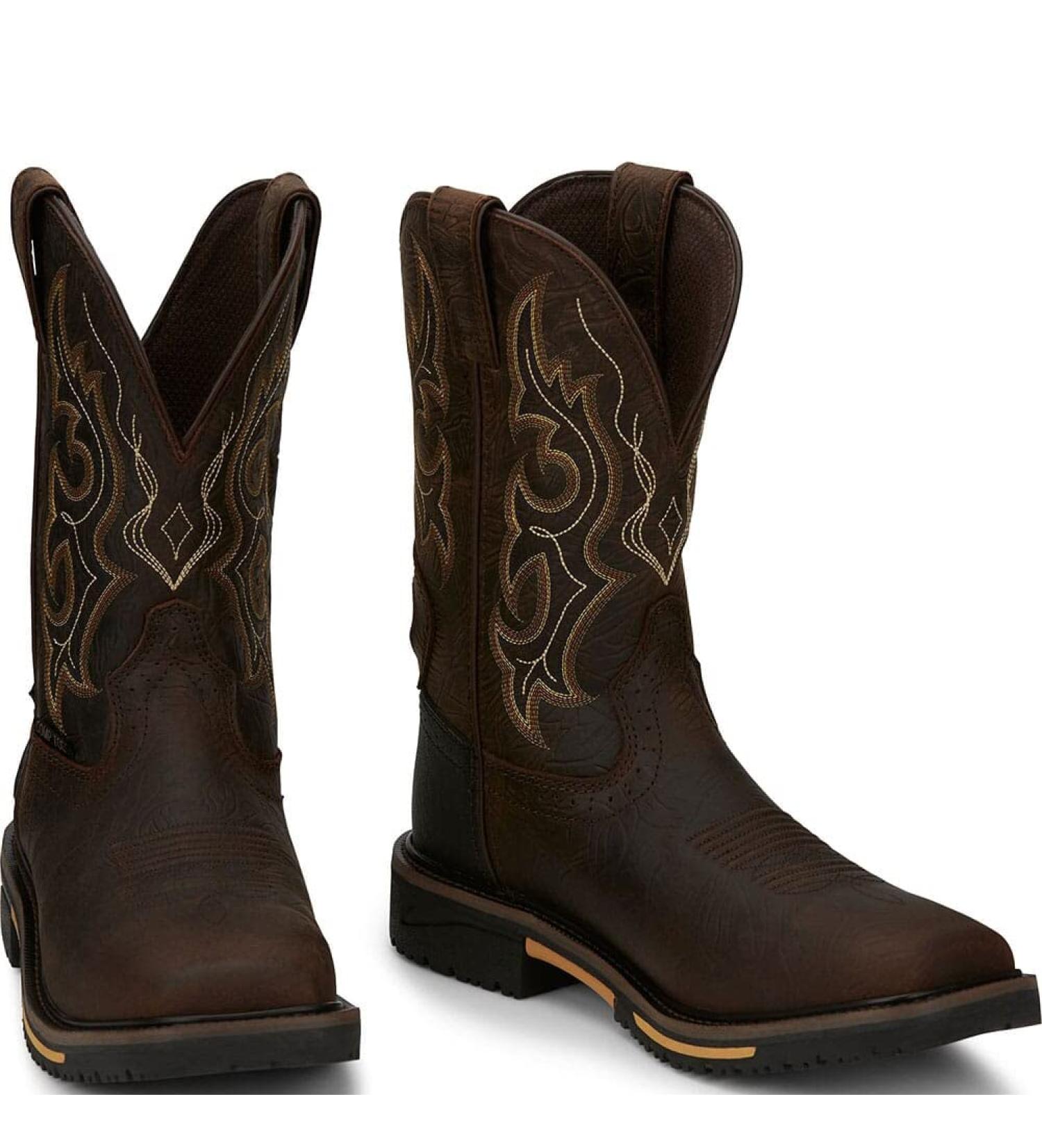 Justin Men's Joist Rustic Waterproof Western Work Boot Composite Toe Distressed Brown 10.5 D(M) US