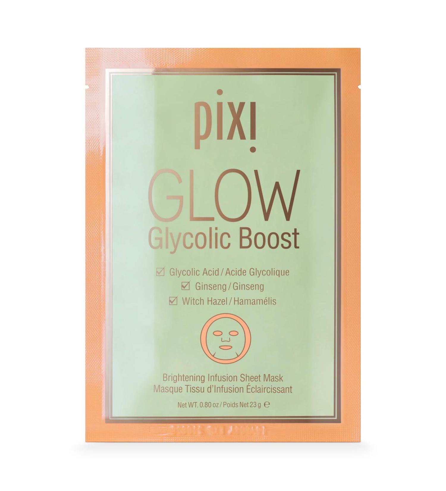 Pixi Beauty Skintreats Glow Glycolic Boost Brightening Infusion Beauty Sheet Mask 3 Sheets 0.80 oz (23 g) Each