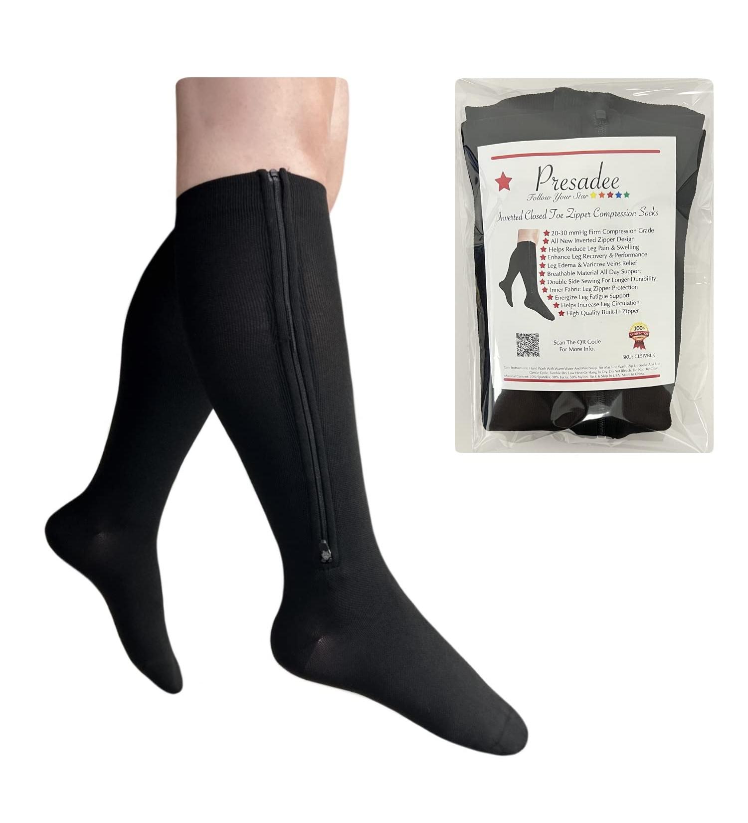 Buy Inverted Zipper 20-30 mmHg Firm Compression Calf Socks - Closed Toe 2 Black Pairs - International Shipping Available - Buy Online on GoSupps.com